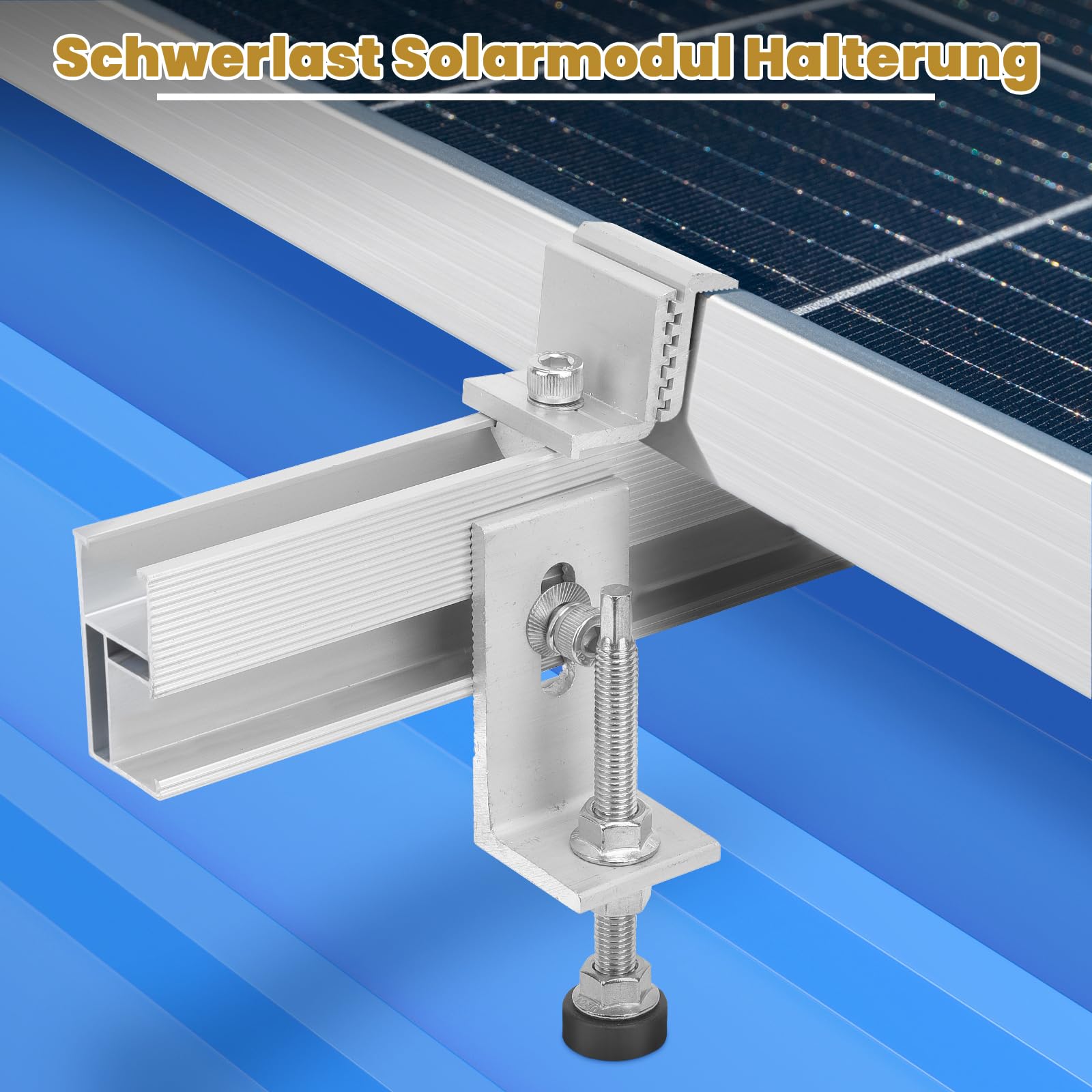 Solarmodul Halterung Set Für 2 Module, Geeignet Für Farbige Stahlziegeldächer, Blechdach, 200MM Alu Solar Halterung Anwendbar Solarmodule Dick 30-45mm, Verstellbar Solarpanel Halterung Set