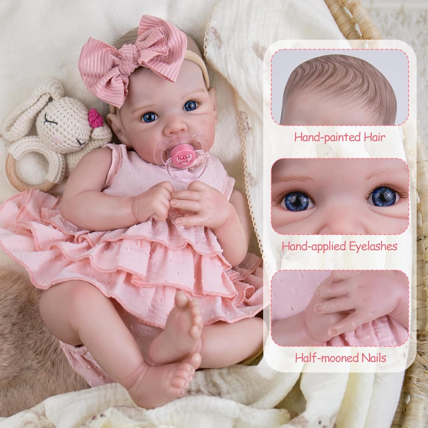 Aori Reborn Baby Dolls Girl 20'' Realistic Newborn Girl - Lifelike Poseable Vinyl Baby Doll with Feeding & Outfit Set - Weighted Body for Cuddling, Gift for Collectors & Kids 3+
