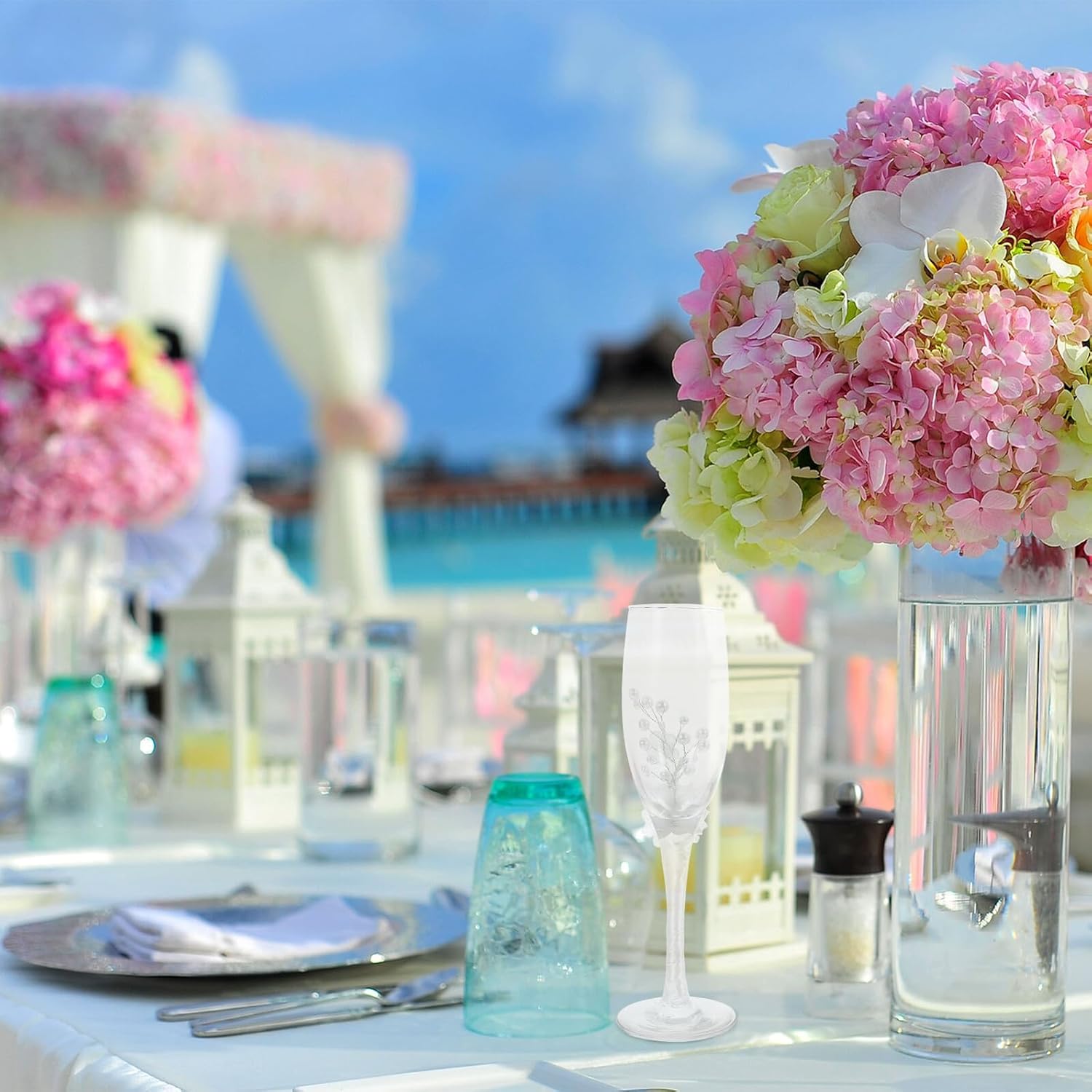 Wedding Cake Knife and Sever Set, Banquet Cake Cutter Anti-Rust Tool and Elegant Pearl Wedding Flutes for Party Supplies