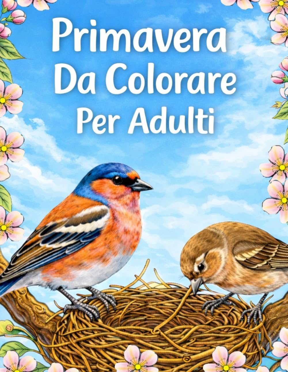 Primavera Rilassanti Libro da Colorare per Adulti: 100 Pagine in Grande Formato, Ideale per Anziani – Fiori Primaverili, Animali, Paesaggi e Natura