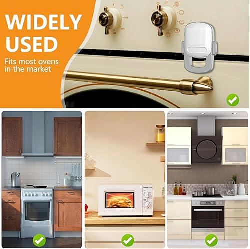 Miniatura 7 de Kit a prueba de bebés, cerradura de puerta para horno, producto de seguridad a prueba de niños para cocina, doble botón, resistente al calor, fácil