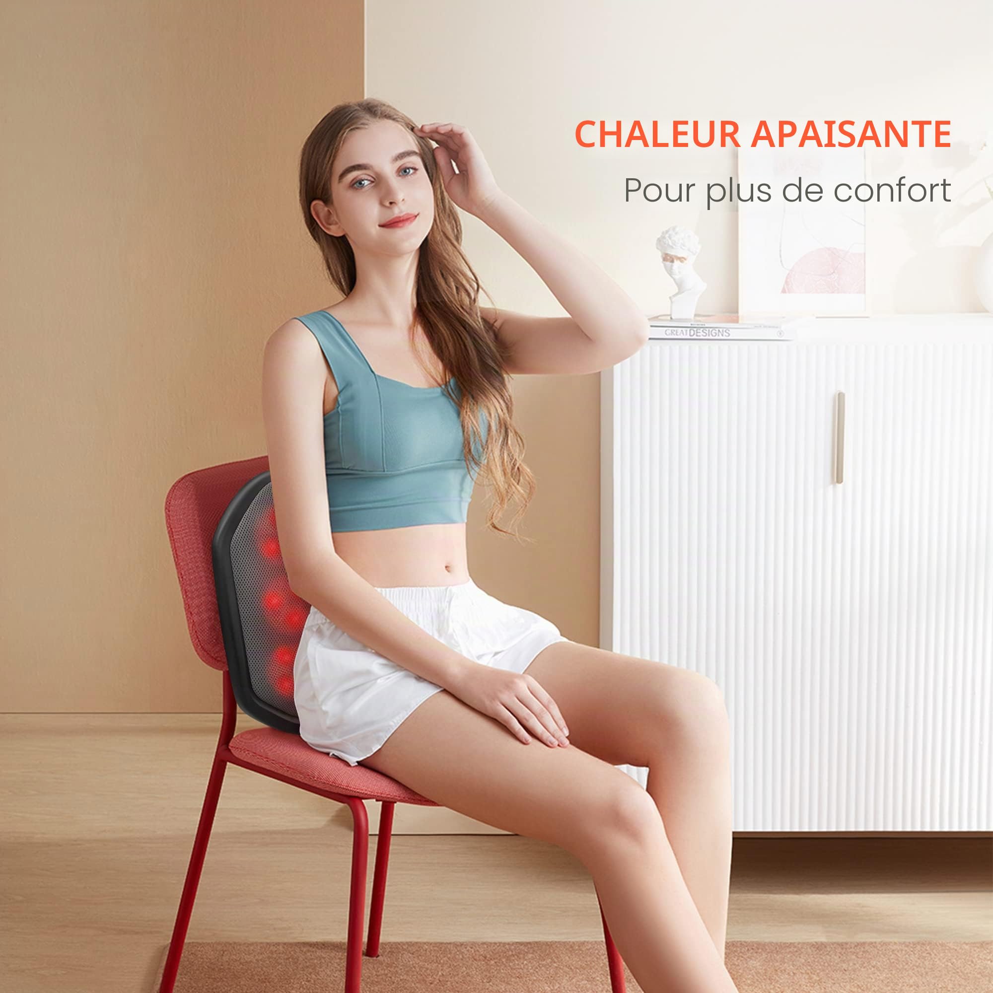 COMFIER Appareil de massage des pieds shiatsu avec chaleur et pétrissage, 2 en 1 pieds et dos, housse lavable, chauffe-pieds électrique pour hommes et femmes, convient à toutes les tailles de pieds