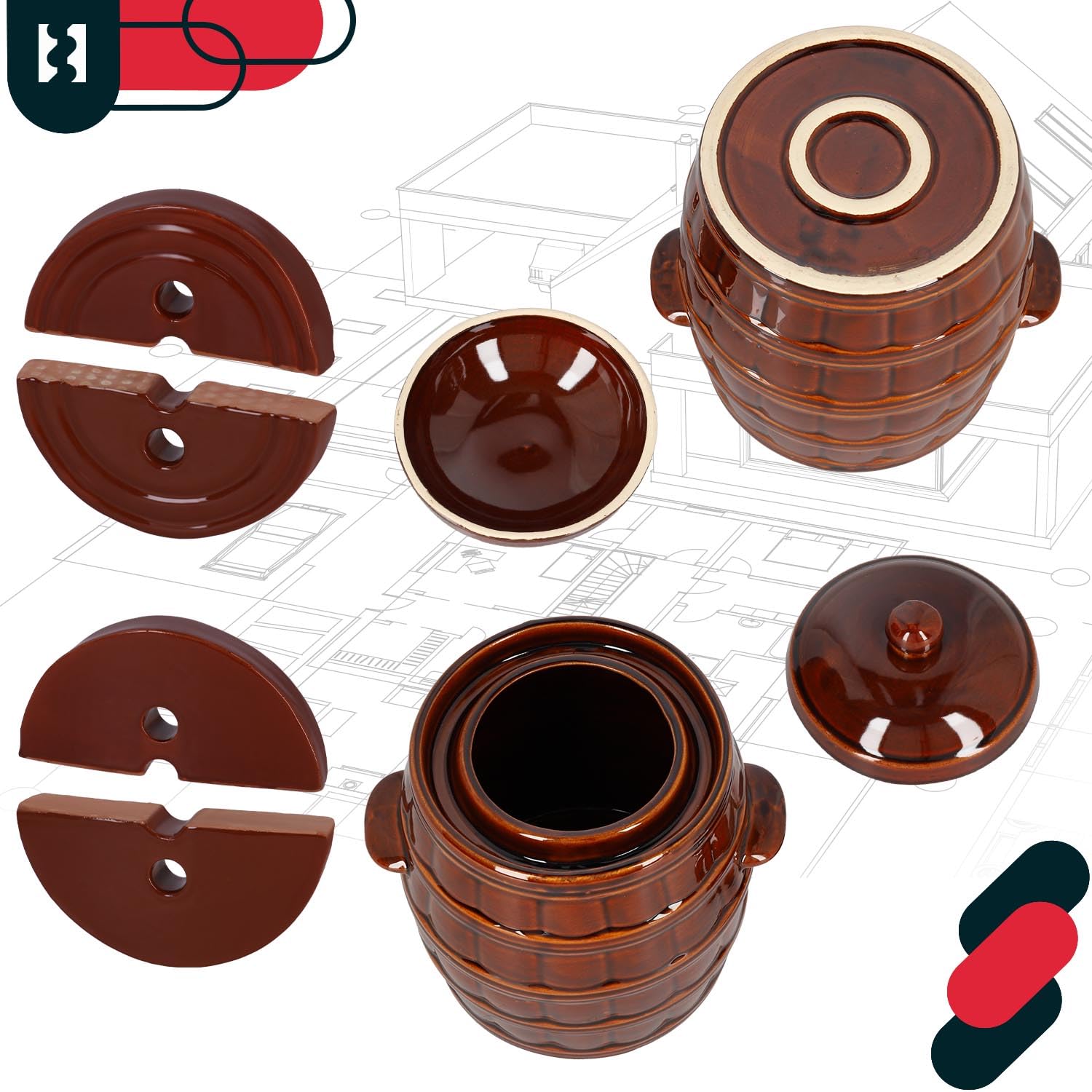 Pavithram Klei / Aardewerk / Terracotta Biryani Pan Met Deksel - Handle
