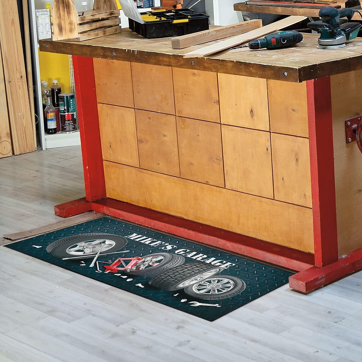 Lillian Vernon Personalized Garage Mat - Custom Doormat for Man Cave, Work Shop, Auto, Motorcycle, & DIY Spaces, Non Slip Poly, Gifts for Dad, Grandpa, & Business, 23" x 57"