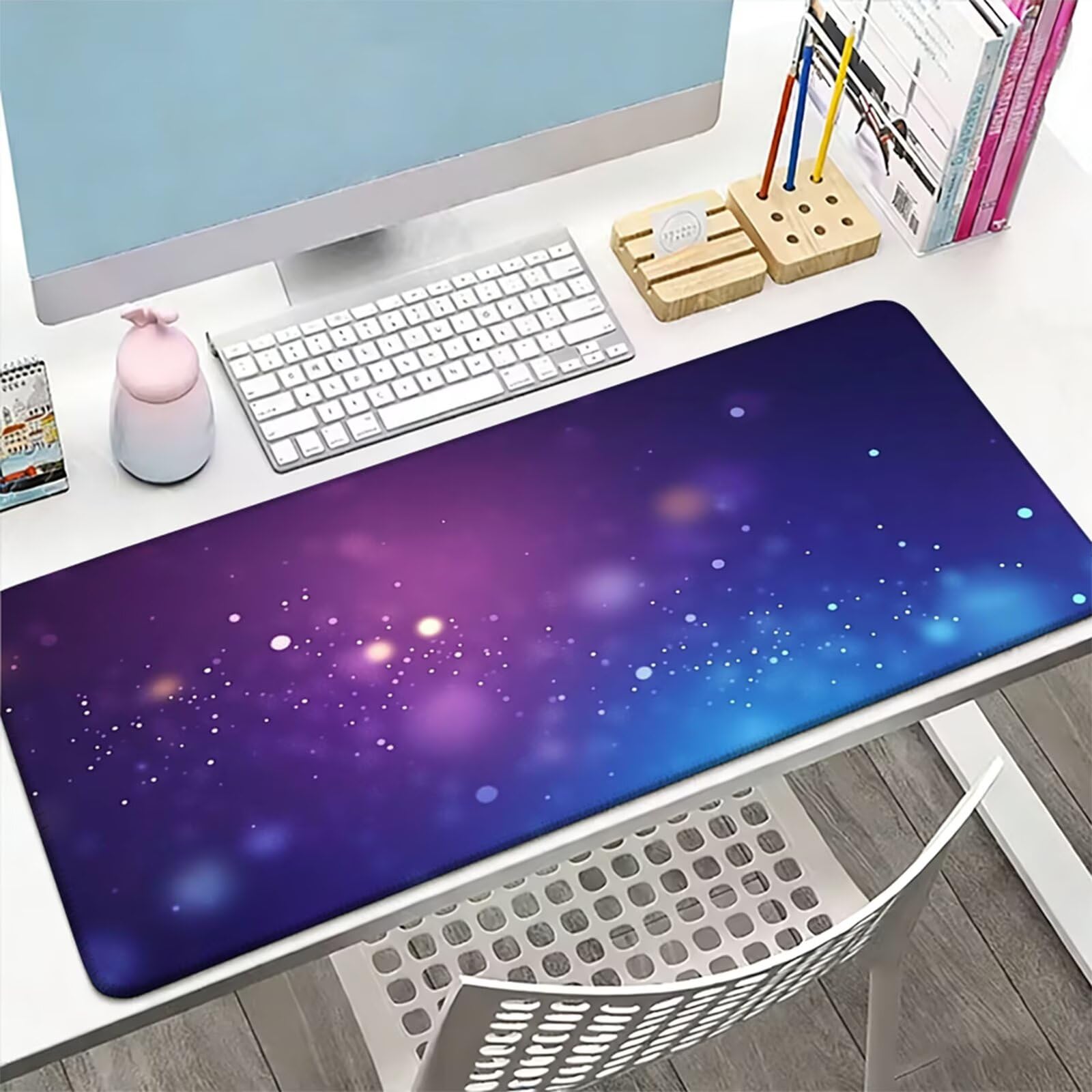 Podkładka pod mysz XXL 1500 x 800 x 3 MM, duża niebieska podkładka pod mysz z wodoodporną i antypoślizgową gumą sen pod ręką biurko zszyte krawędzie, poprawia precyzję i szybkość dla gracza W-92