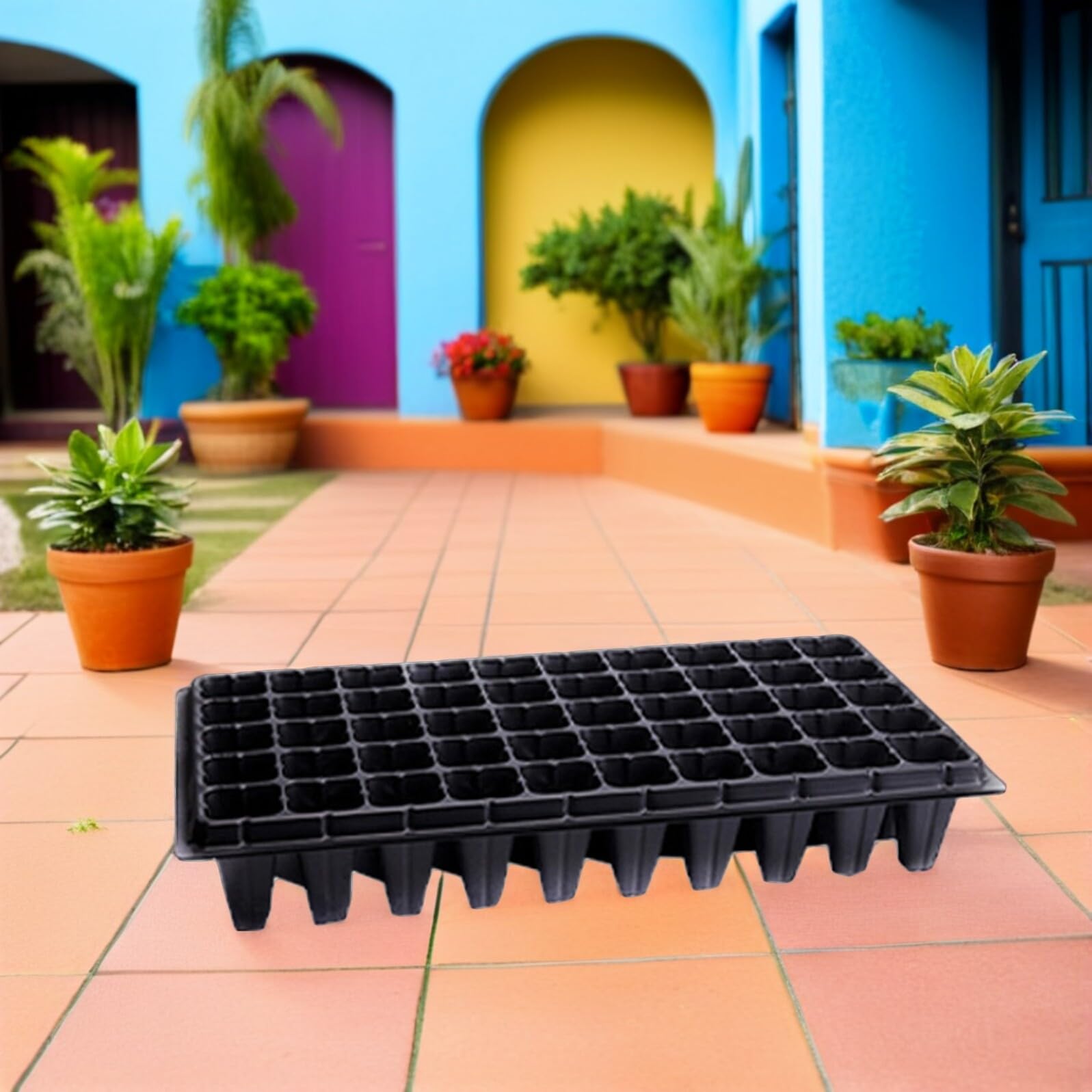 Vassoio per Semina Piantine 10 Pezzi 50 Celle Plastico Nero
