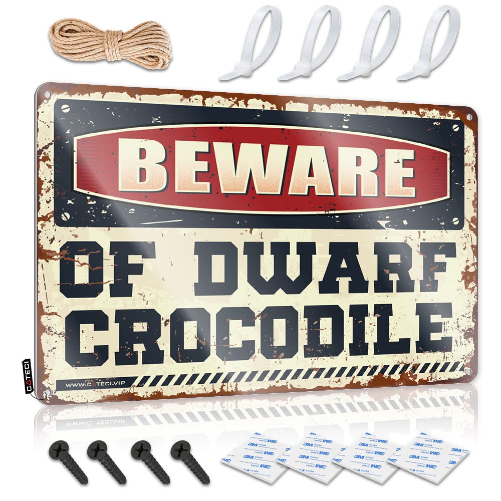 Bar Signs For Home Bar Decor Beware Of Dwarf Crocodile Tin Sign Pool Zone Tin Sign Bar Metal Tin Sign(30X40CM)