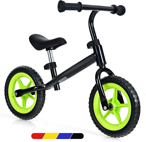 BABY JOY Bicicleta de equilibrio para niños, sin pedal con manillar ajustable y asiento y neumáticos de EVA a prueba de pinchazos, bicicleta ligera