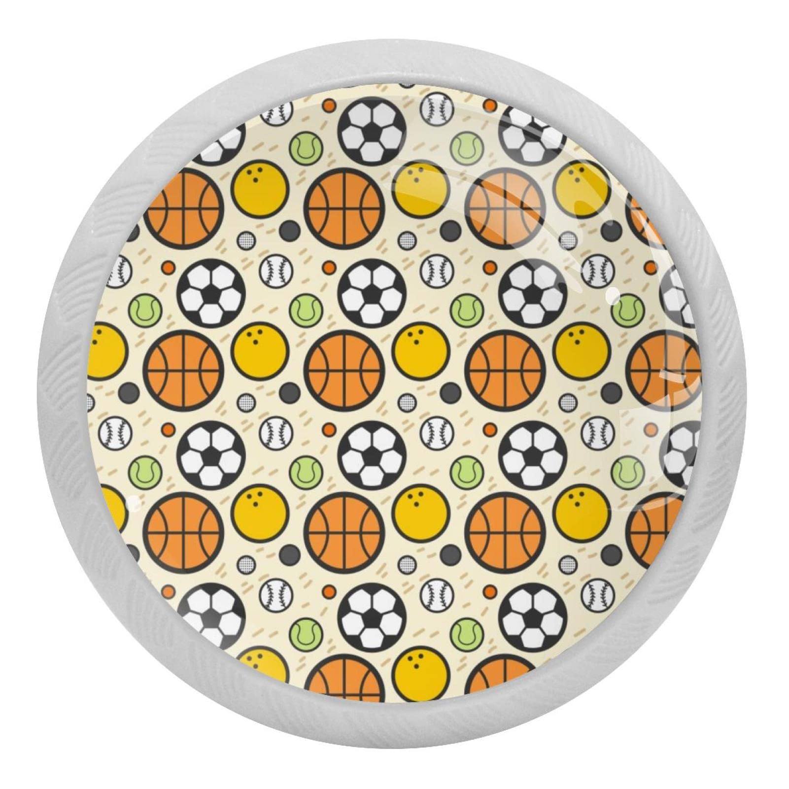 Boutons de placard de cuisine au motif sport lot de 4 poignées rondes lumineuses la nuit