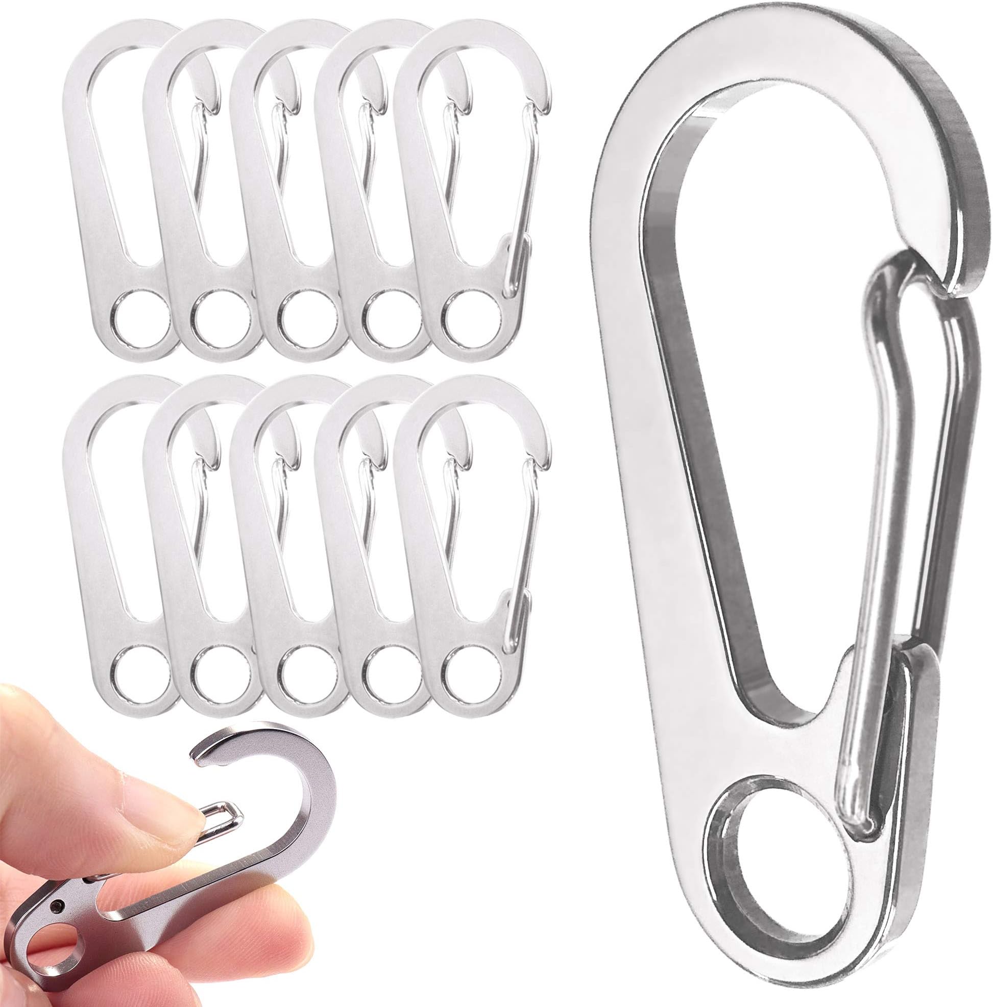 10PCS 1.77 Inch Stainless Steel Clip Spring-Snap Hook,EDC Mini Carabiner Custom Quick Release Hook for ​Outdoor Key Chain Camping Fishing Hiking Traveling
