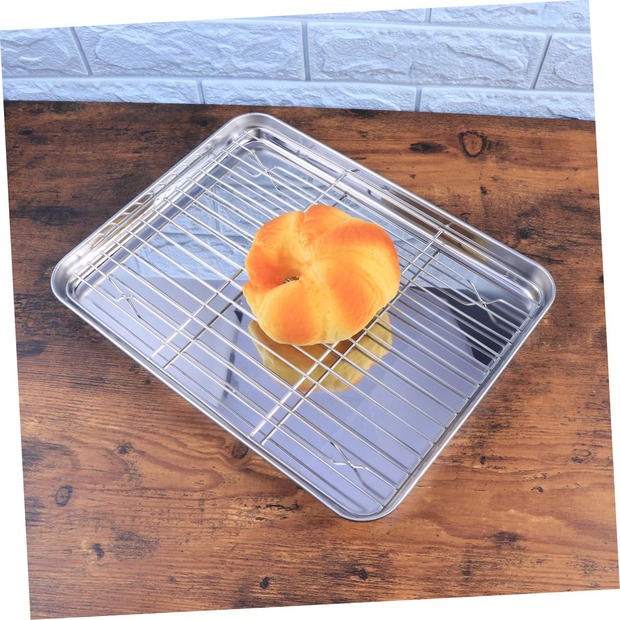 Zerodeko 2 piezas Bandeja para Hornear y Rejilla de Enfriamiento de Acero Inoxidable Bandeja Reforzada sin para Pasteles Galletas y Tartas Resistente y Fácil de Limpiar para Hogar y