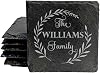 Set de 5 posavasos elegantes con monograma hechos a mano – Cuadrados – Hechos en Oregón | Decora tu mesa con 5 posavasos elegantes personalizados, grabados en Oregón para un estilo duradero. 1
