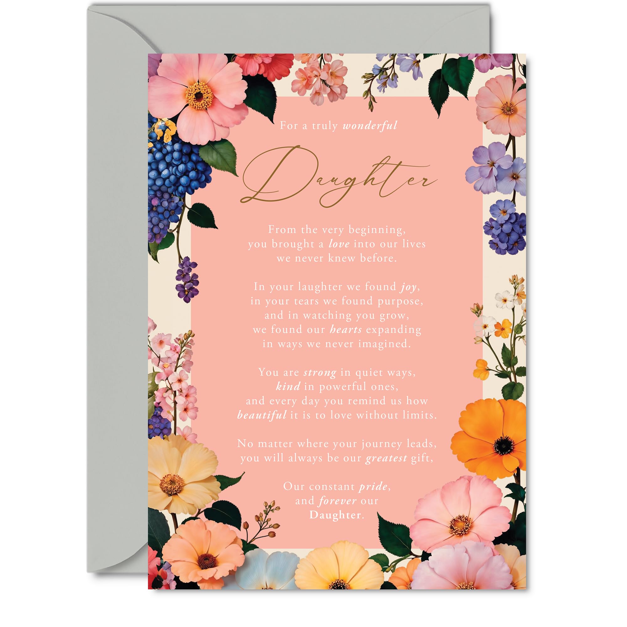 Daughter Birthday Card - Forever Ours - Happy Birthday Card for Daughter from Dad Mum, 5x7 Inch Forever Our Daughter Bday Greeting Cards
