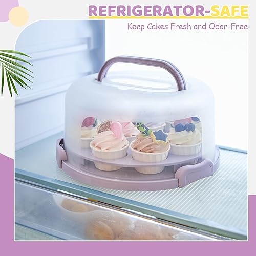Miniatura 26 de Ohuhu - Porta pasteles con tapa y asa, recipientes para pasteles sin BPA para pasteles de 10 pulgadas con 2 asas, cubierta de plástico, base de dos