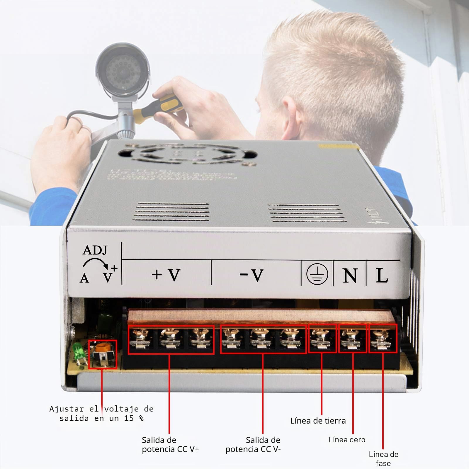 Redrex 24V 15A Fuente de Alimentación Transformador Interruptor 360W Para Impresoras 3D Tira LED Luces Proyecto Ordenador