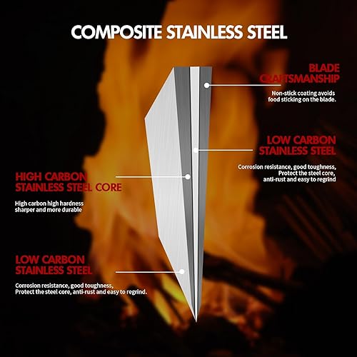 Miniatura 5 de SHI BA ZI ZUO Juego de cuchillos de cocina, cuchillo de carne, cuchillo de chef, cuchillo Santoku profesional mango de diseño ergonómico