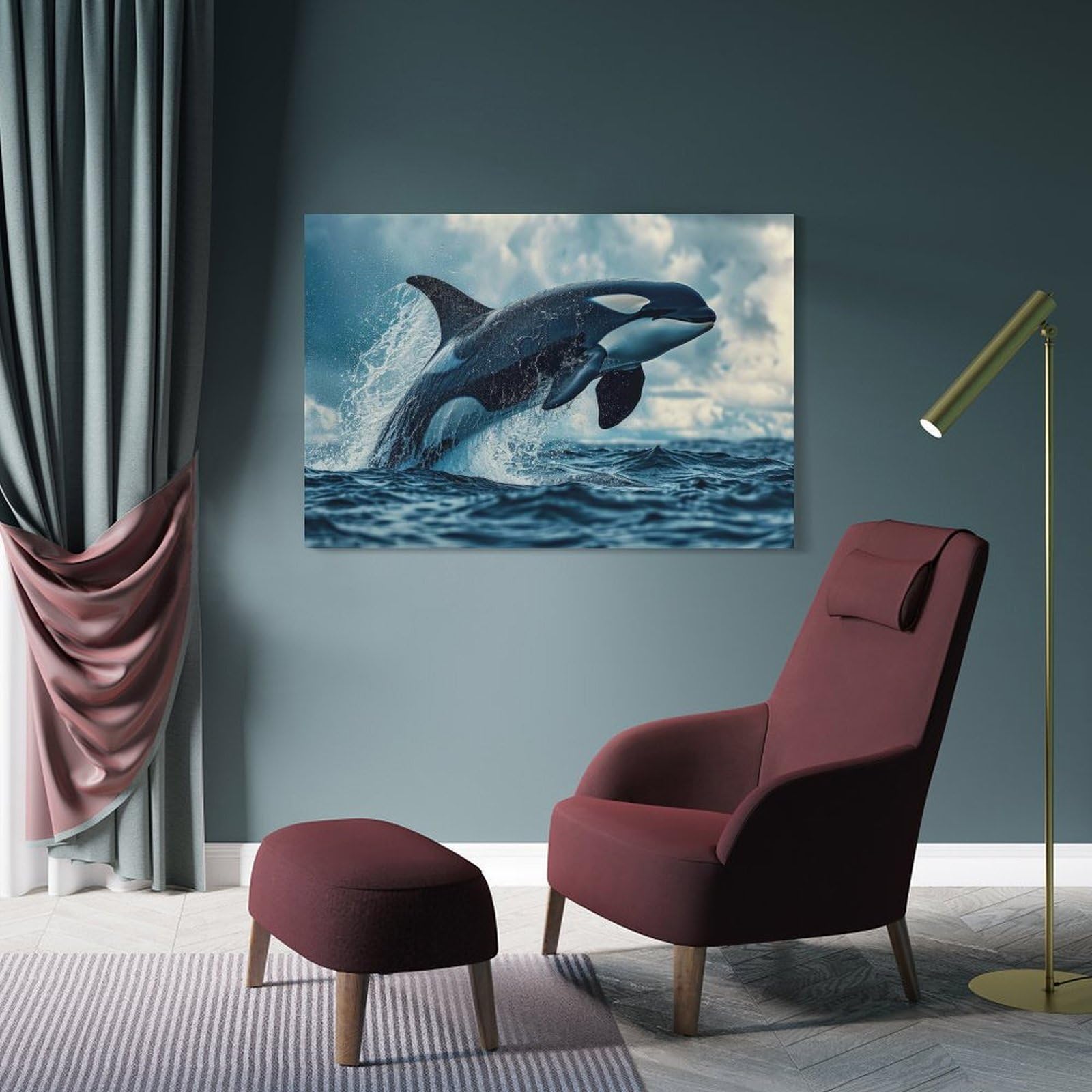 Junmoney Orca Whale Killer Wall Art Print 08x12inch(20x30cm), for Corridors, Hallways Or Apartment Entries, Wall Decor to Refresh Empty Corners