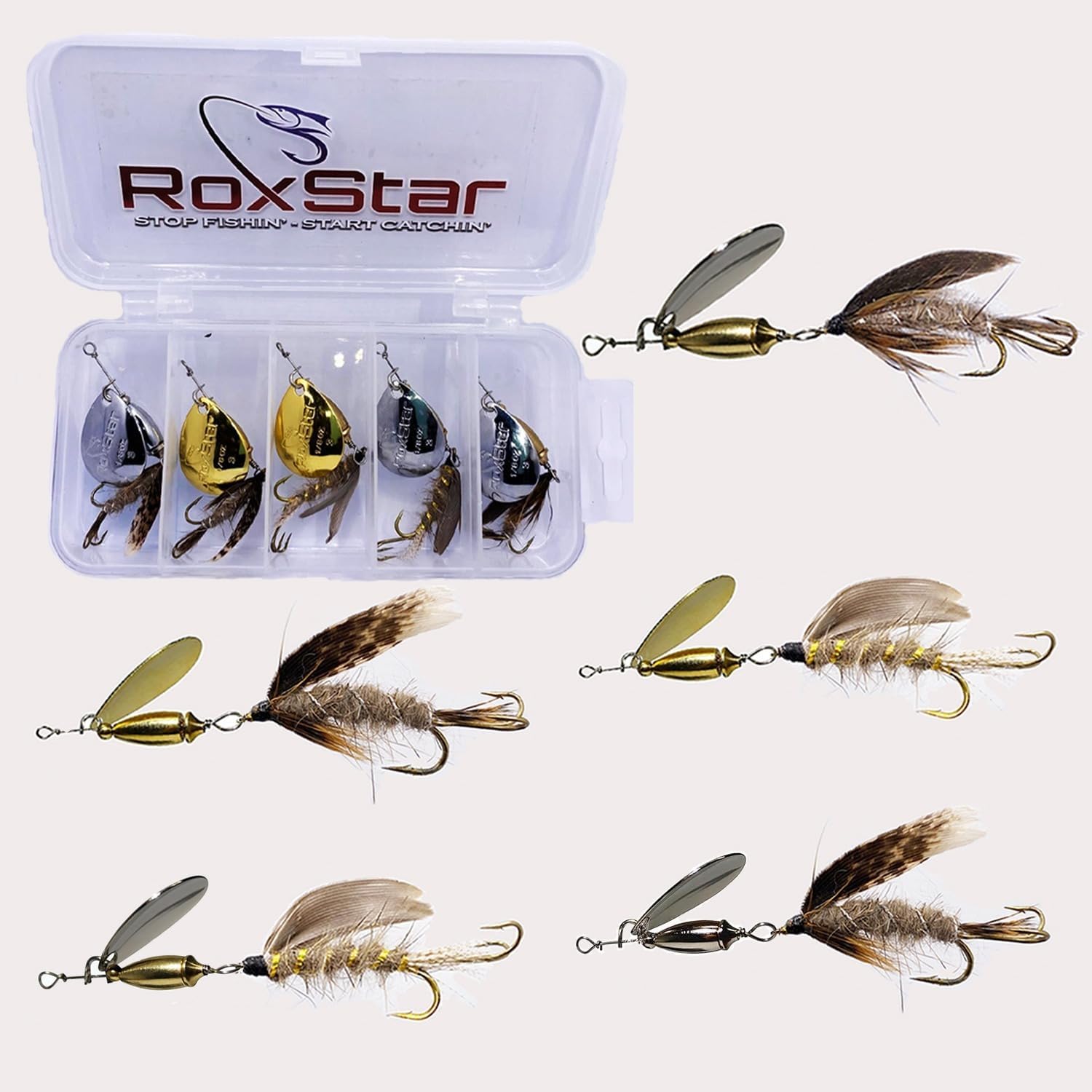 𝐑𝐨𝐱𝐒𝐭𝐚𝐫 Fly Striker March Brown Series - Hand-Crafted in The USA - Proven Nationwide Most Versatile Fishing Spinner for Bass, Trout, Pike