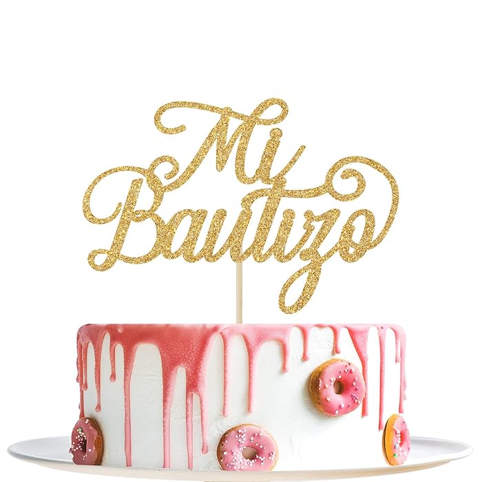 1 pezzo spagnolo Mi Bautizo decorazione torta glitter croce prima santa comunione torta decorazione battesimo torta torta pick cake pick religioso dio benedizione battesimo torta decorazione per baby