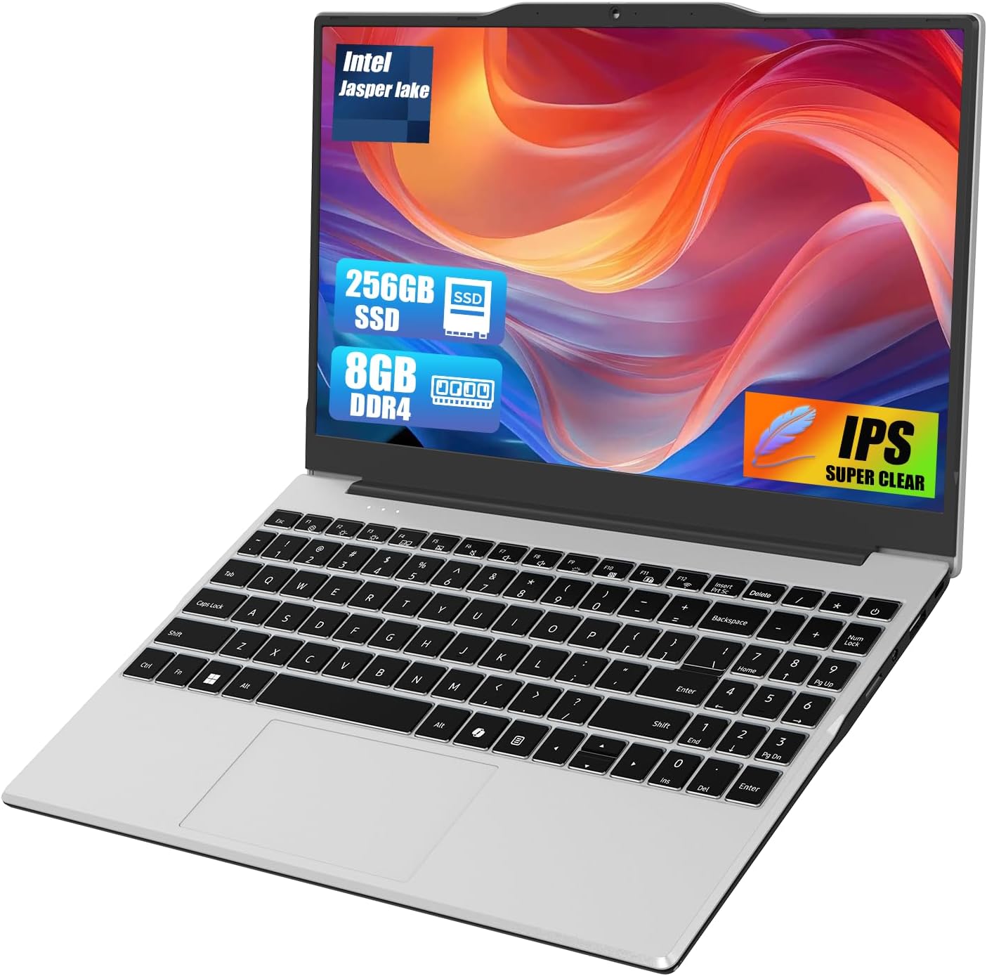 2025 New Portable Laptop,Student and Business,14" FHD IPS Display,N5095 Processor(Beats N4000/N4020),8GB DDR4 RAM,256GB PCIe SSD,Numeric Keypad,2.4/5G WiFi,38WH Battery,Webcam,Mini HDMI,USB(Silver)