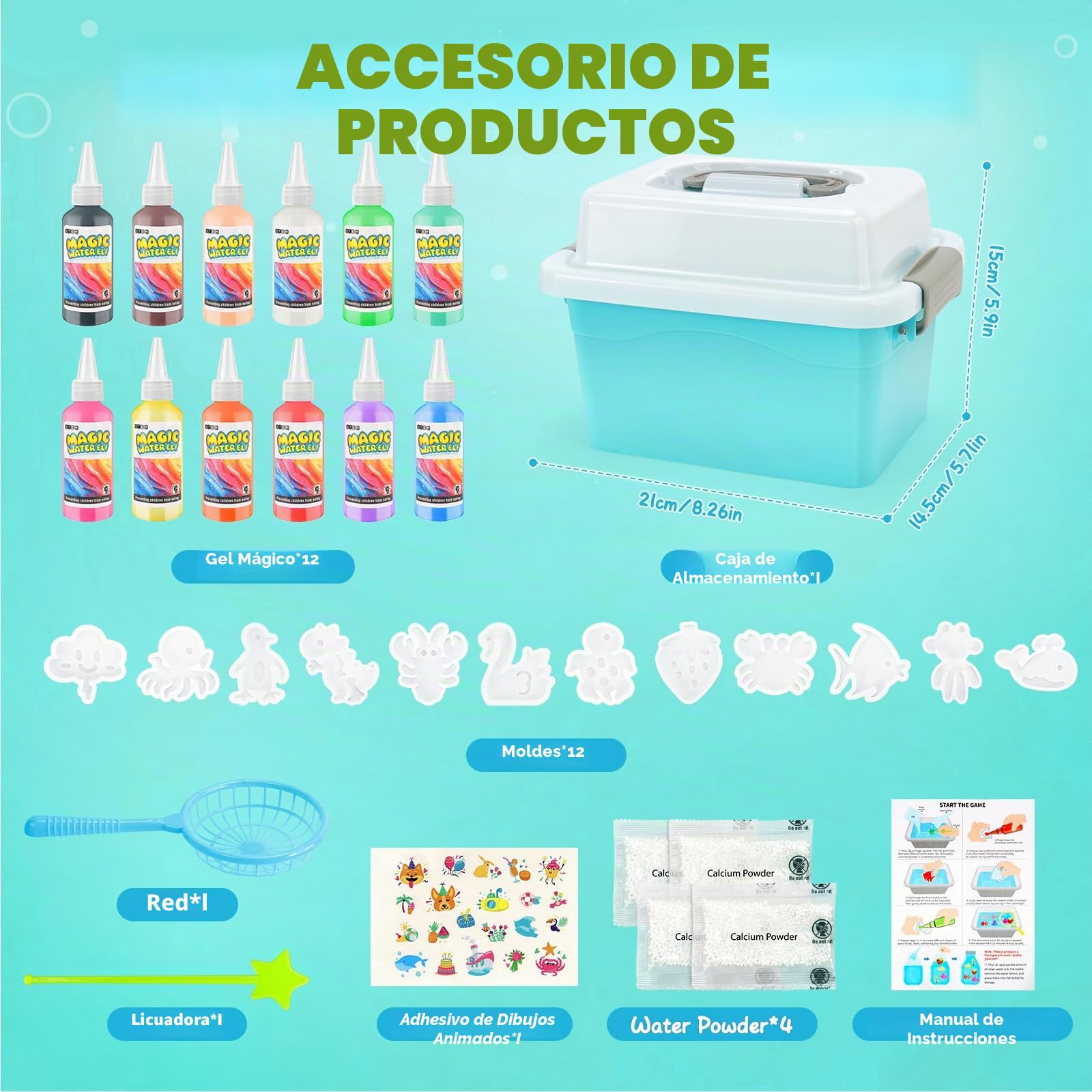 MOMSIV Set de Aqua Gelz, juguete mágico DIY de 3D de hidrogel para niñas a partir de 4 5 6 7 años, kit de juguete creativo Magic Water Elf con 12 colores y 12 formas para niños
