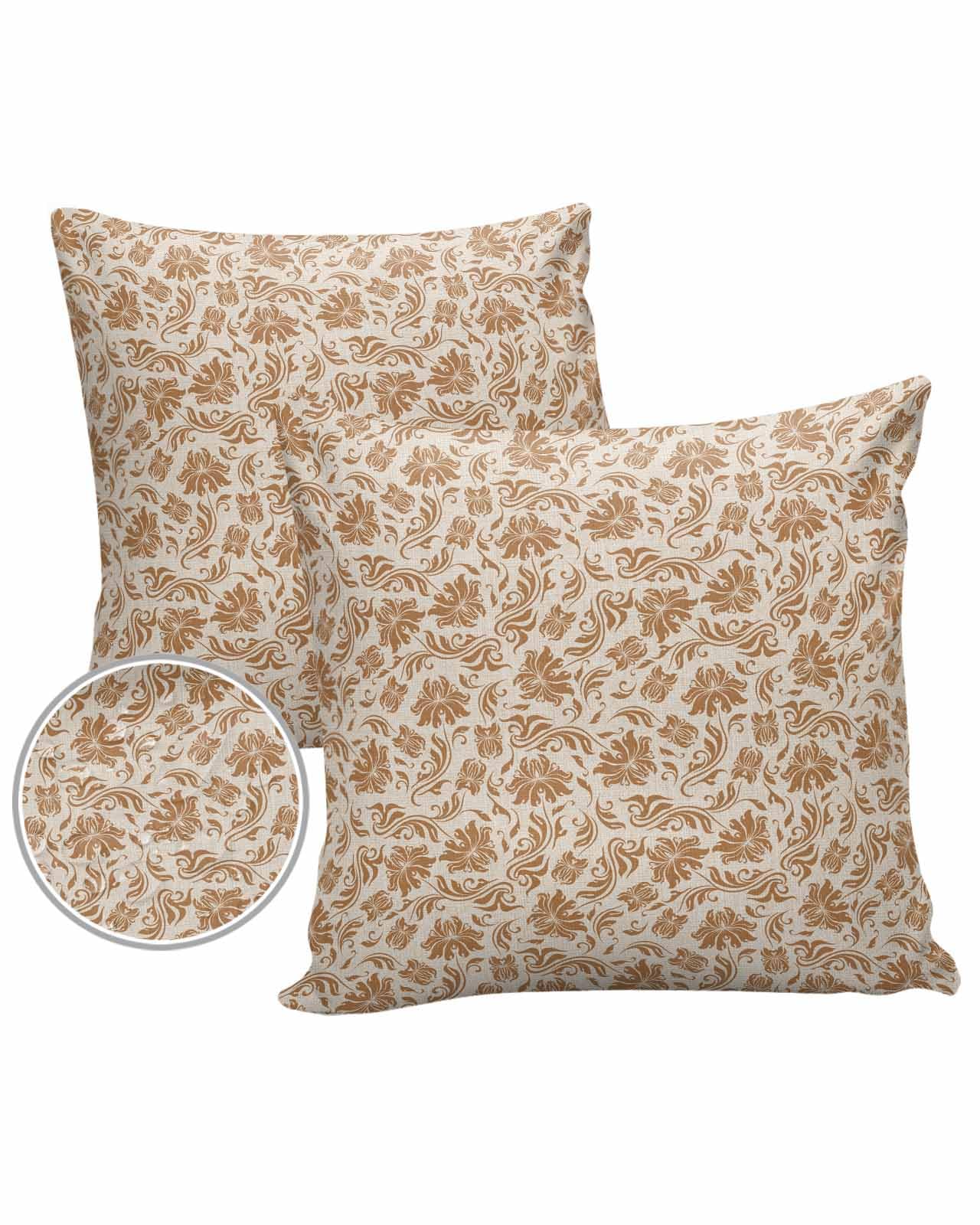 Edwiinsa Orange Flower Leaf Outdoor Pillow Covers Waterproof,All Weather Cushion Case Set of 2 Decorative Pillowcases for Sofa Couch Bed Decor Patio Furniture 18