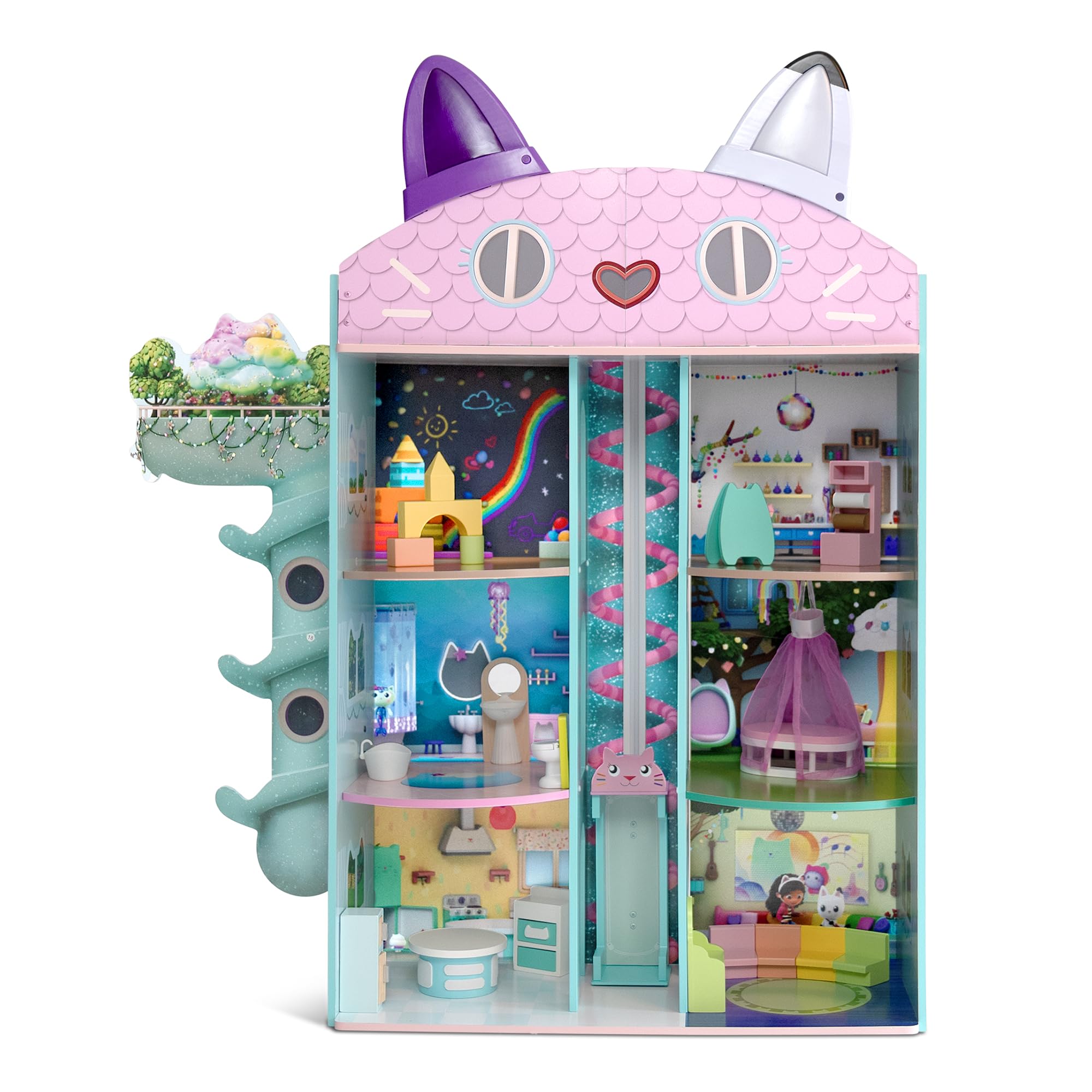 Gabby’s Dollhouse Purrfect Playhouse by Delta Children – Features Sounds & Light Up Ears - Includes 20 Accessories - Fits 8-inch Dolls - Pretend Play Dream Gift for Ages 3