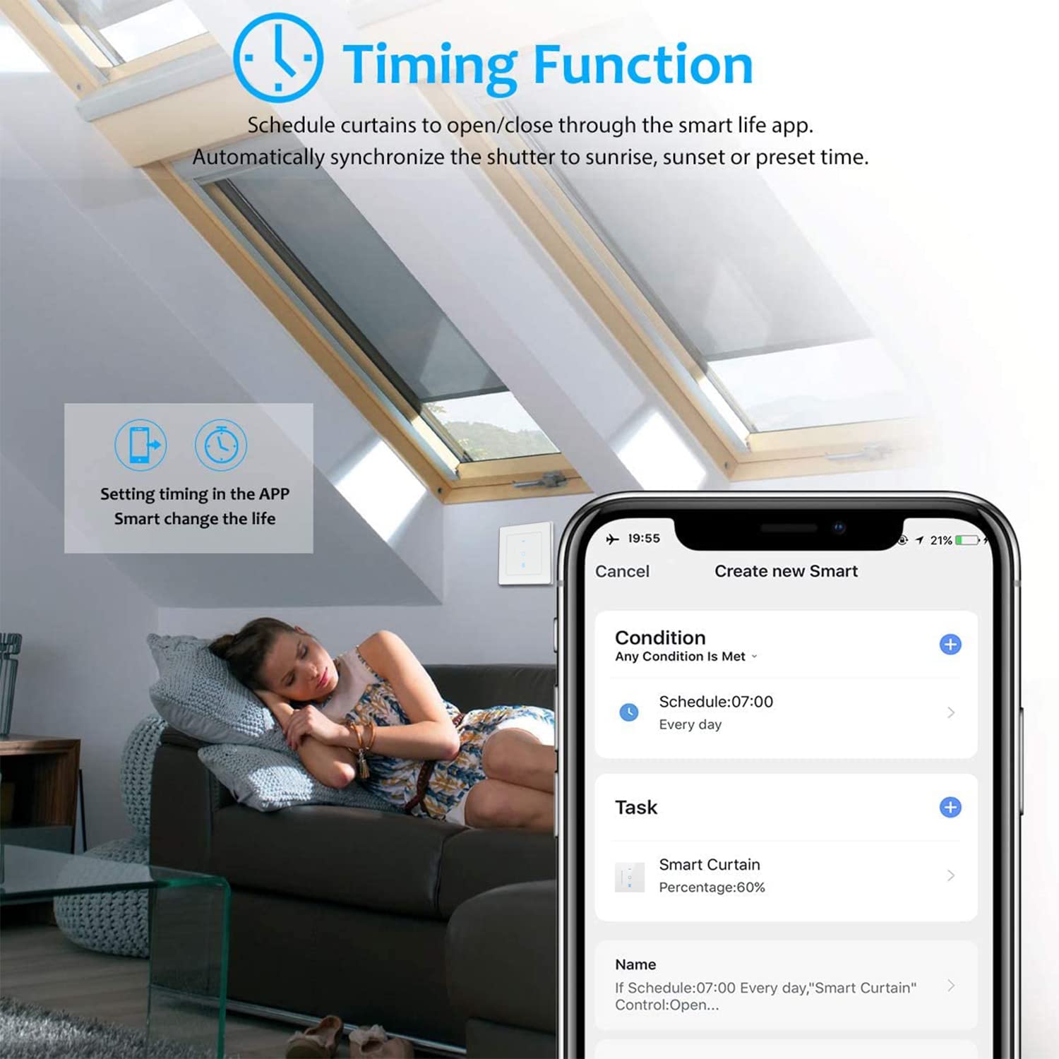 WLAN Rollladenschalter, [6 Gen] Jalousien Schalter mit steuerbarer LED, Smart Rolladen Zeitschaltuhr benötigt Nullleiter, Rolladensteuerung kompatibel mit Echo Alexa/Google, 4 Stücke
