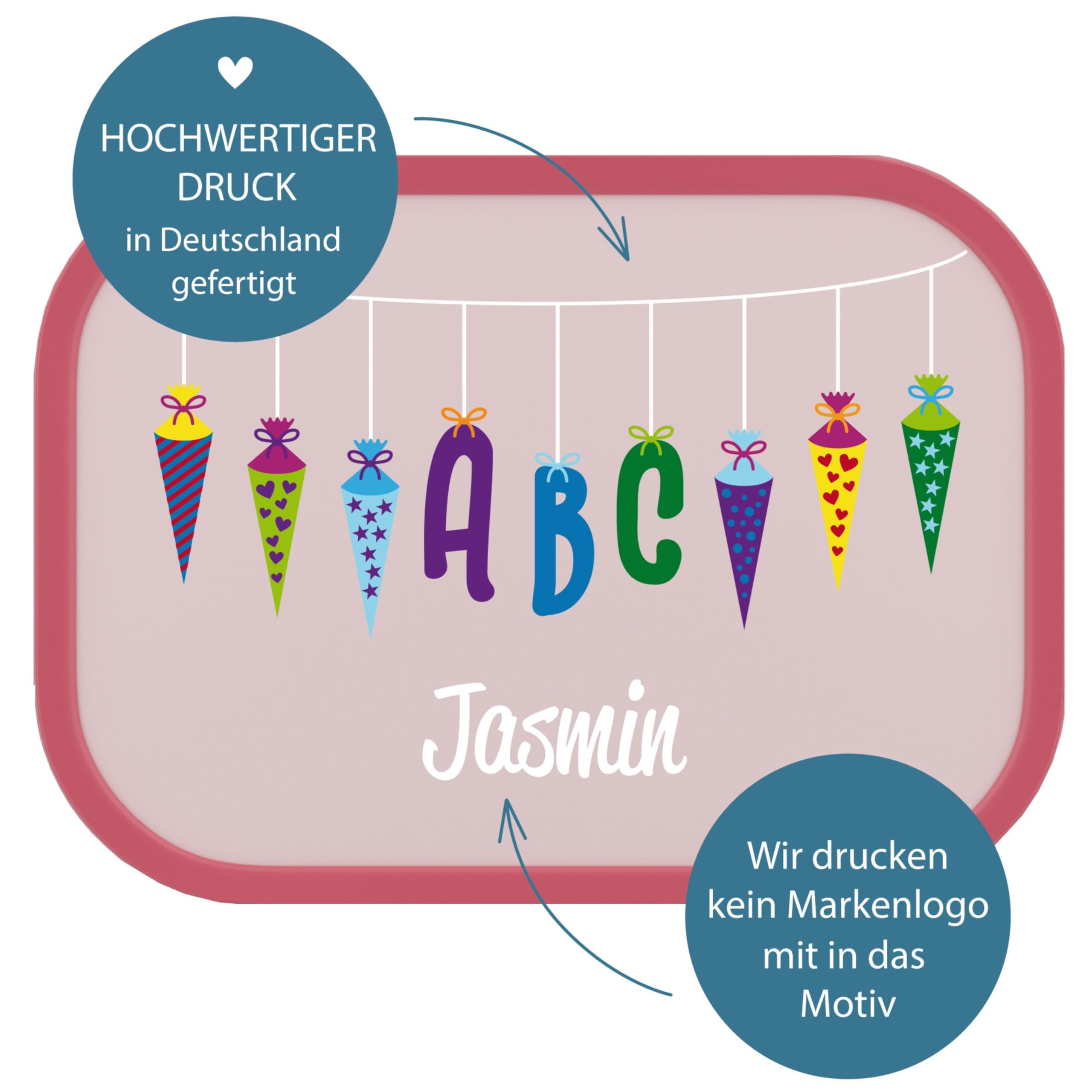 4youDesign Mepal Bento Box und Trinkflasche Set personalisiert Schultüte kursiv – Geschenk für Kinder Weihnachten, Nikolaus, Geburtstag - Auslaufsicher – Brotdose 750 ml, 400 ml Flasche (Cool Pink)