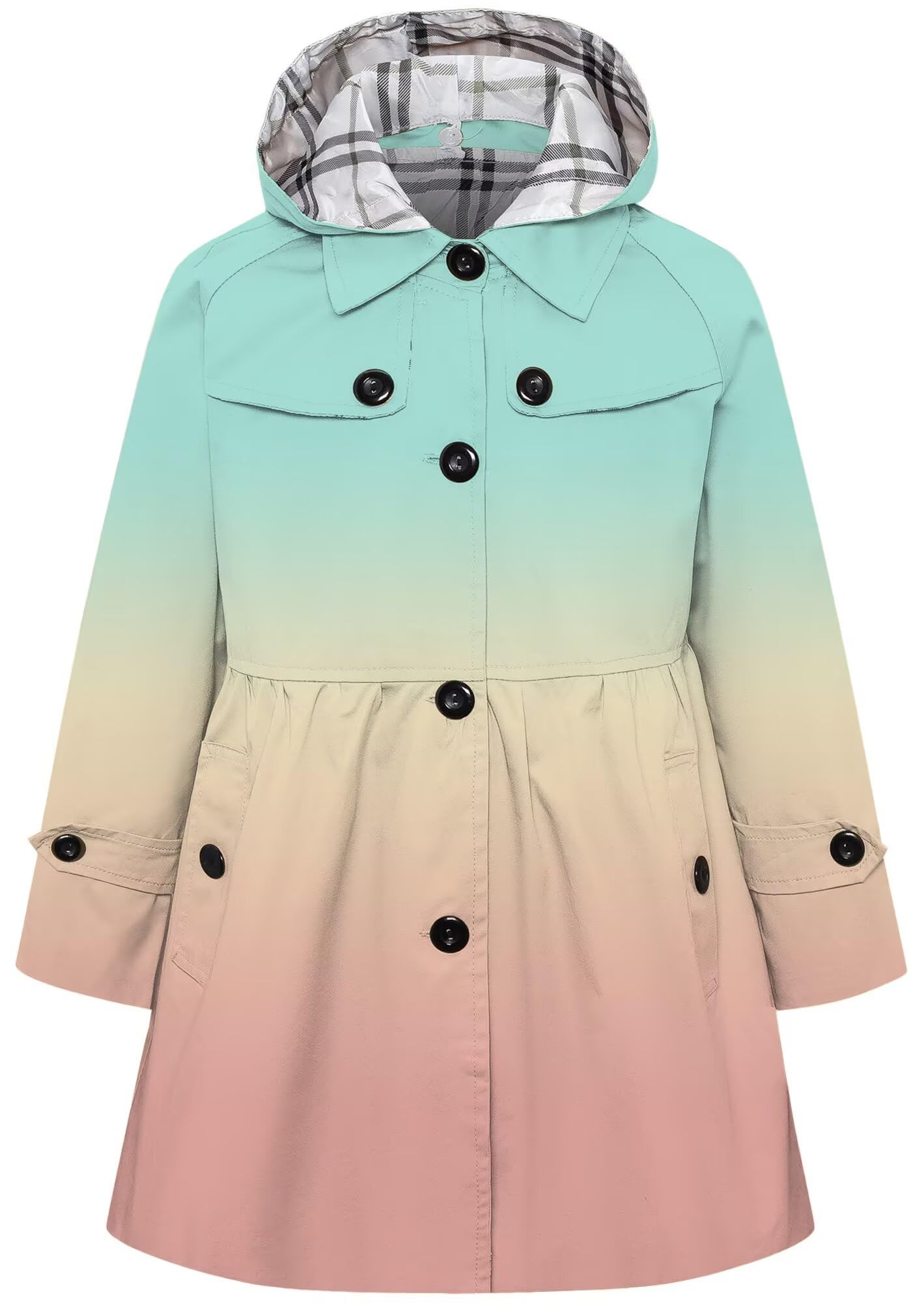 Betusline Girl's Single Breasted Trench Coat Hooded Dress Coat Outerwear