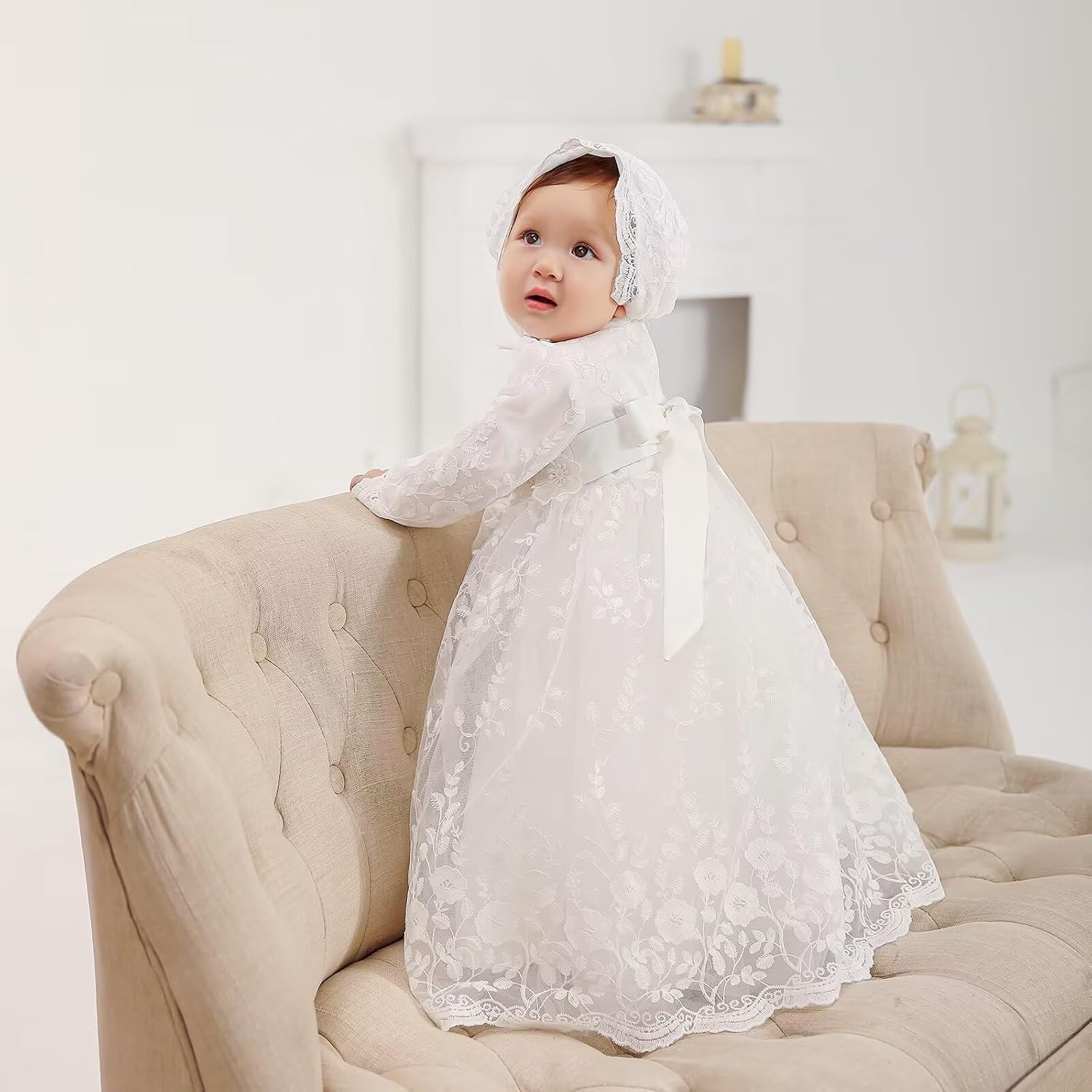 Baby Girl Christening Baptism Dress Long Blessing Gowns White Wedding Dresses