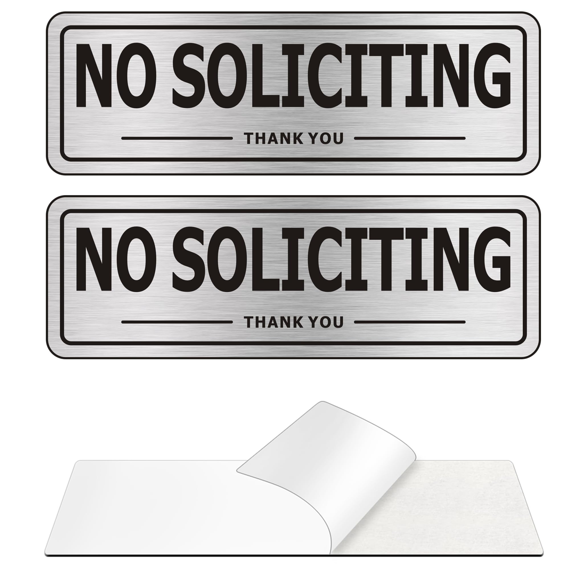 No Soliciting Sign for House, (2 Pack) Self-Adhesive No Soliciting Signs, Aluminum Metal No Solicitor Signs for Office Wall and Front Door
