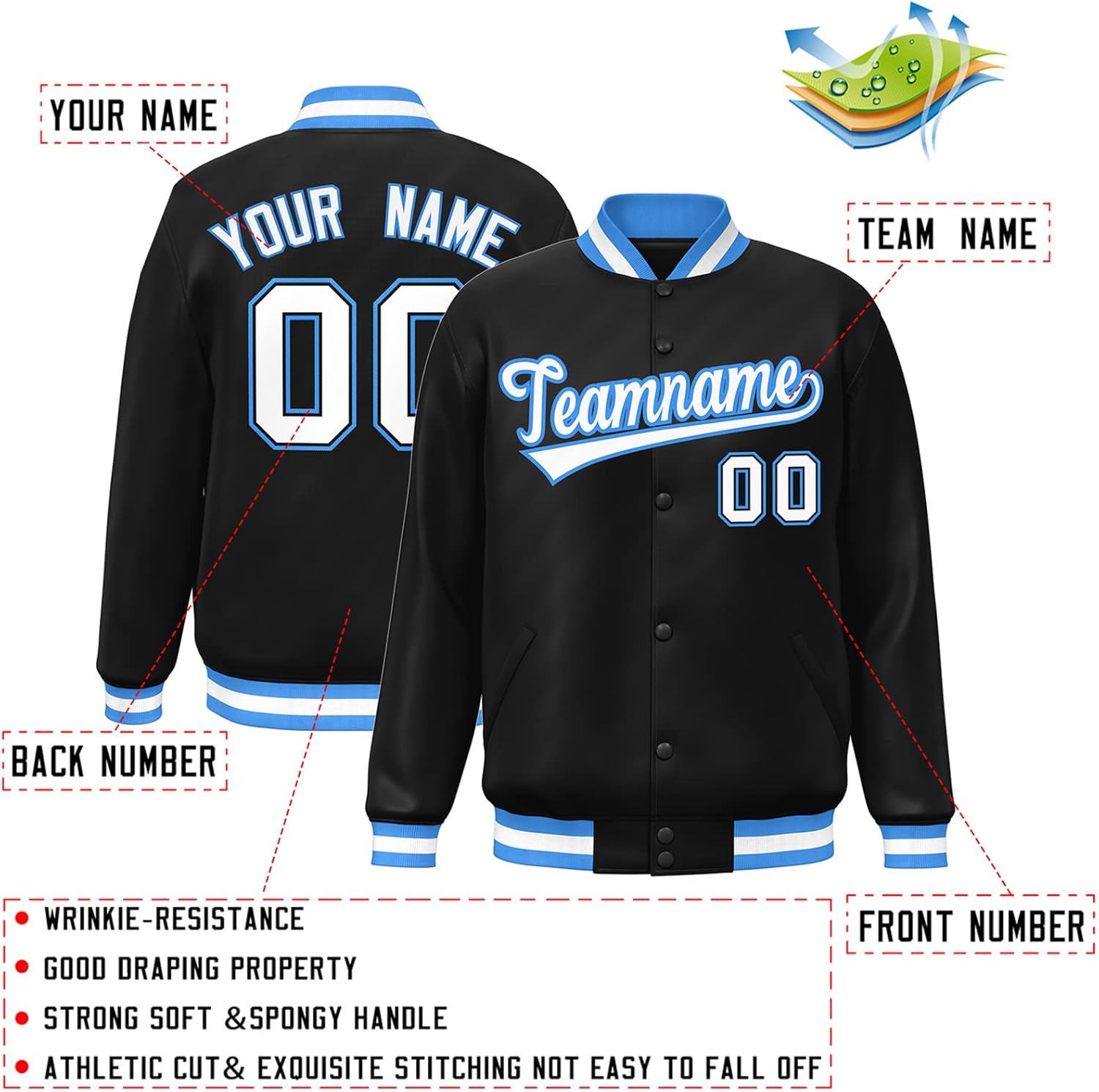 KXK Personalized Men's Varsity College Jacket Baseball Bomber Coats Sweatshirt Custom Stitched Letter & Number