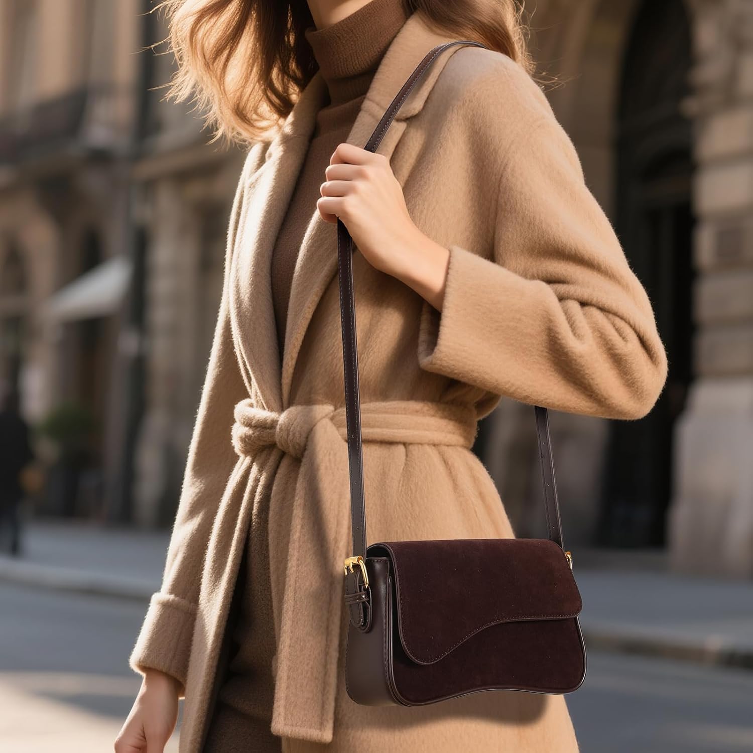 Shoulder Bag for Women Small Purse Mini Hobo Handbag Trendy Suede Purse with 2 Detachable Shoulder Straps - Image 3