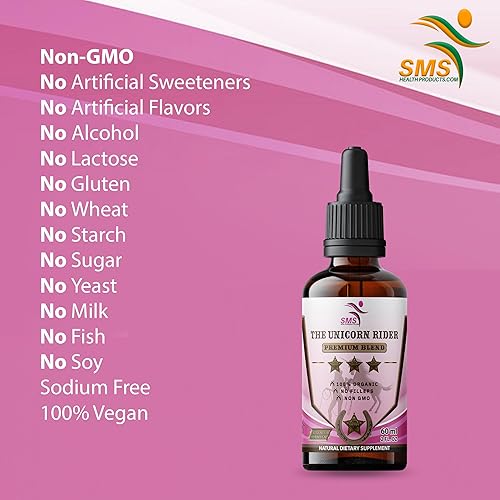 Miniatura 4 de The Unicorn Rider Drops, aumenta el deseo con Tongkat Ali, Tribulus, ginseng negro y fenogreco, tintura vegetariana, orgánica, promueve el
