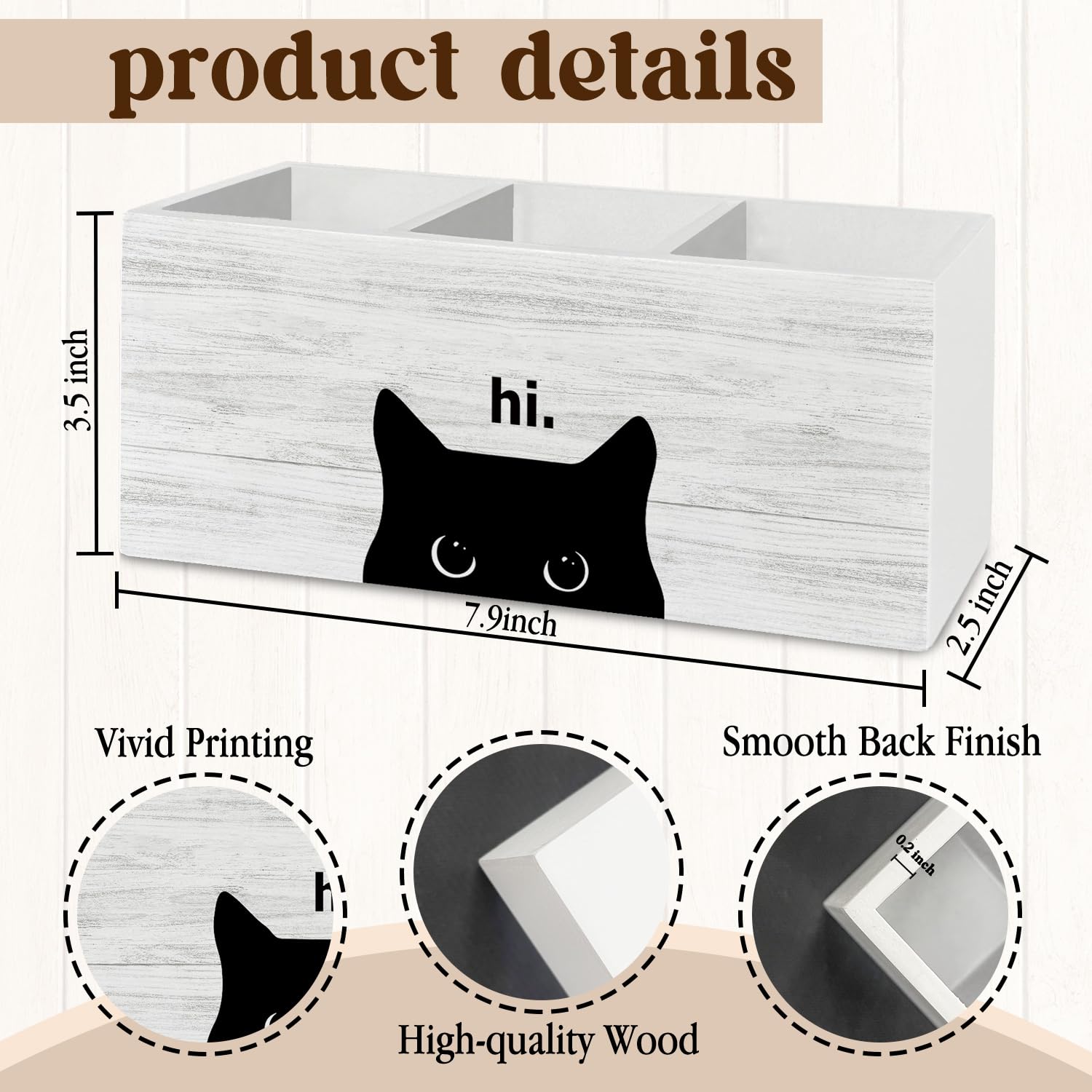 Stiftehalter für Schreibtischzubehör, schwarze Katze, Mutter, Dame, Liebhaber, Besitzer, Geschenke, Holzbox, Schild, Schreibtisch-Dekoration für Zuhause, Büro, Haustierliebhaber, Geschenke