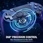 BJXOZ Wireless Controller for PS4 Controller, Gamepad with Dual Vibration, 1000mAh, Six-axis Gyroscope Sensor, Speaker, Headphone Jack, Touchpad, Compatible with PS4/Slim/Pro/PC