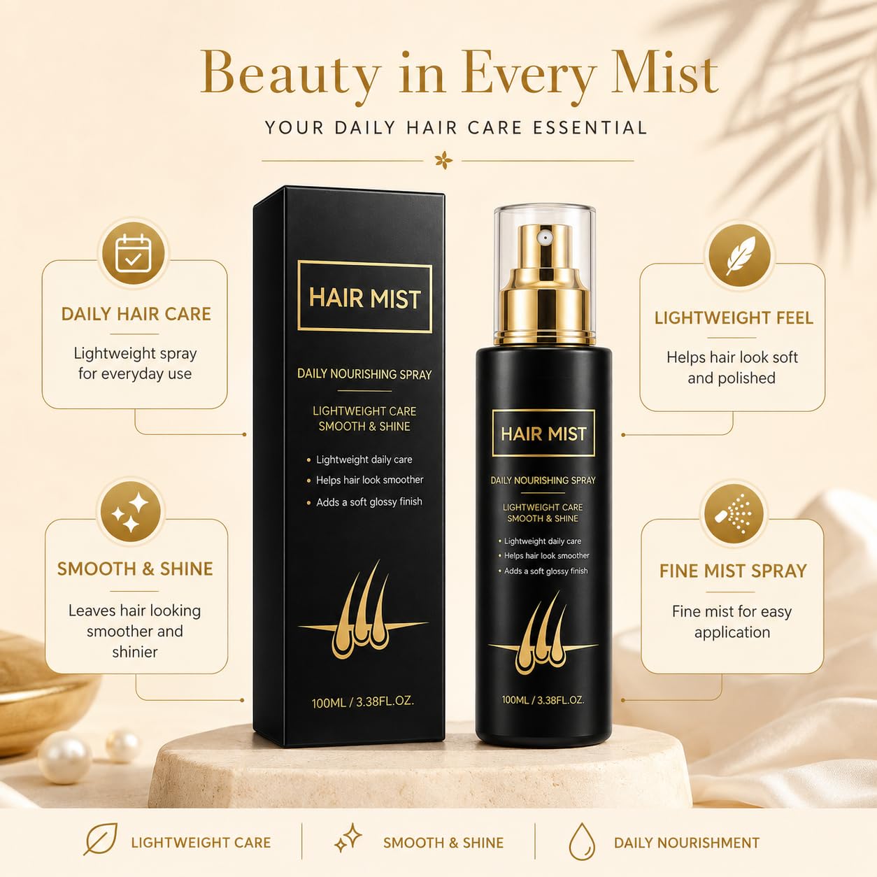 Nebbia nutriente leggera per capelli, confezione da 4