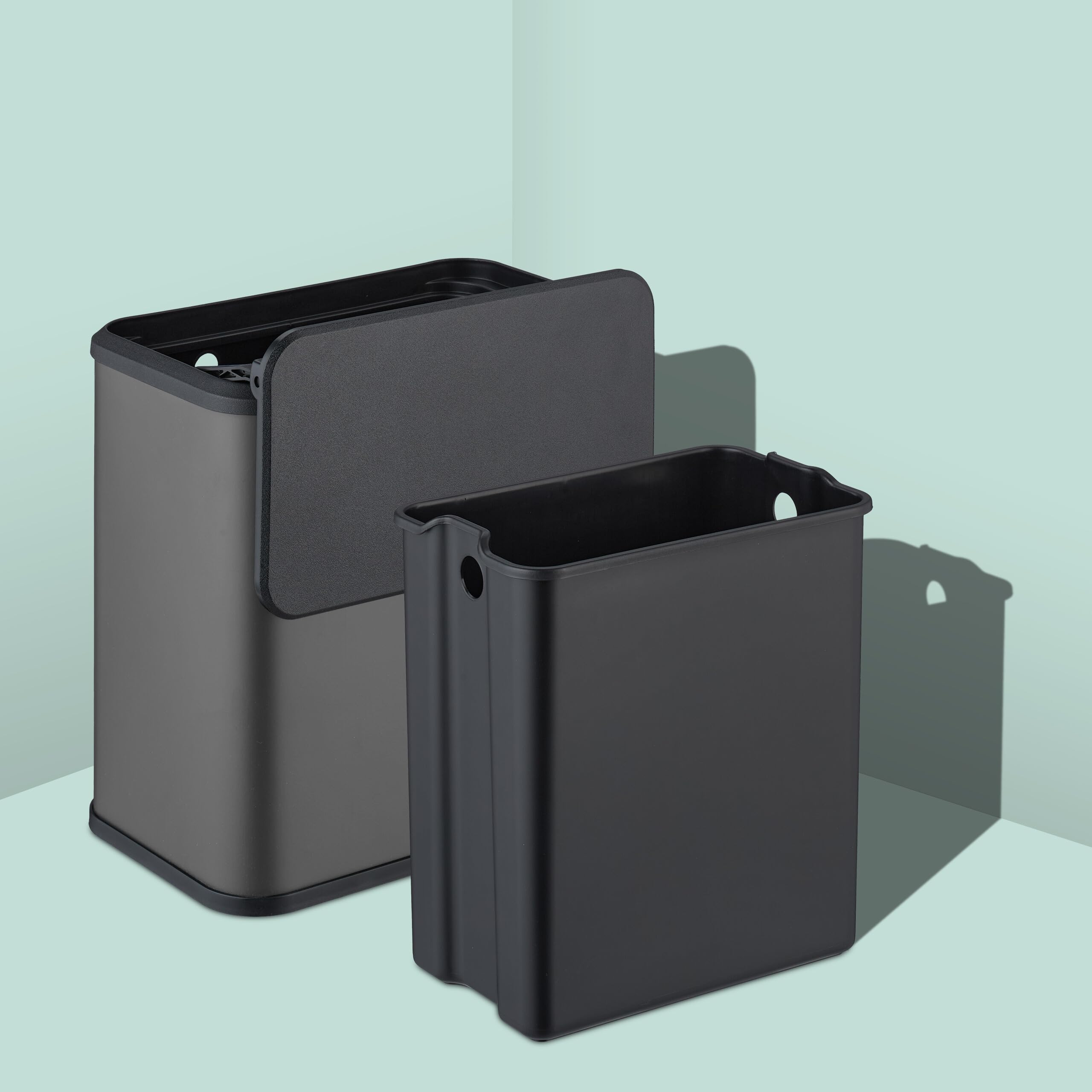 Relaxdays Pattumiera da Appendere in Cucina, Cestino 5 L, Secchio Umido Estraibile, Cesto Bagno, Ferro, Plastica, Grigio