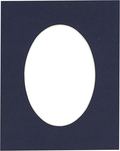 CountryArtHouse Marco ovalado de 16 x 20 pulgadas, color azul marino, sin ácidos, con núcleo blanco, corte biselado para fotos de 11 x 14 pulgadas,