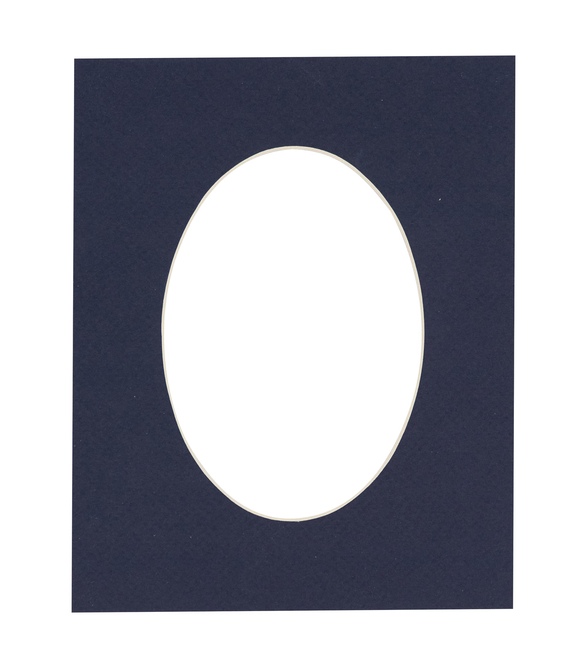 10x13 Mat Bevel Cut for 8x10 Photos - Precut Navy Blue Oval Shaped Photo Mat Board Opening - Acid Free Matte to Protect Your Pictures - Bevel Cut for Family Photos, Pack of 1 Matboard