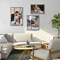 Vista 30 de Dark Brown 12x18 Frame Set of 3 - Rustic Woodgrain 12 x 18 Poster Frame with Plexiglass for Wall Gallery Display, 12x18 Picture Frame for Puzzles