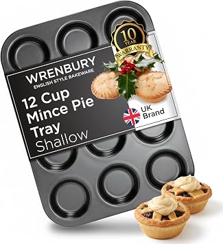 Wrenbury Pro Shallow Mince Pie Baking Tray - Non Stick Carbon Steel Tin