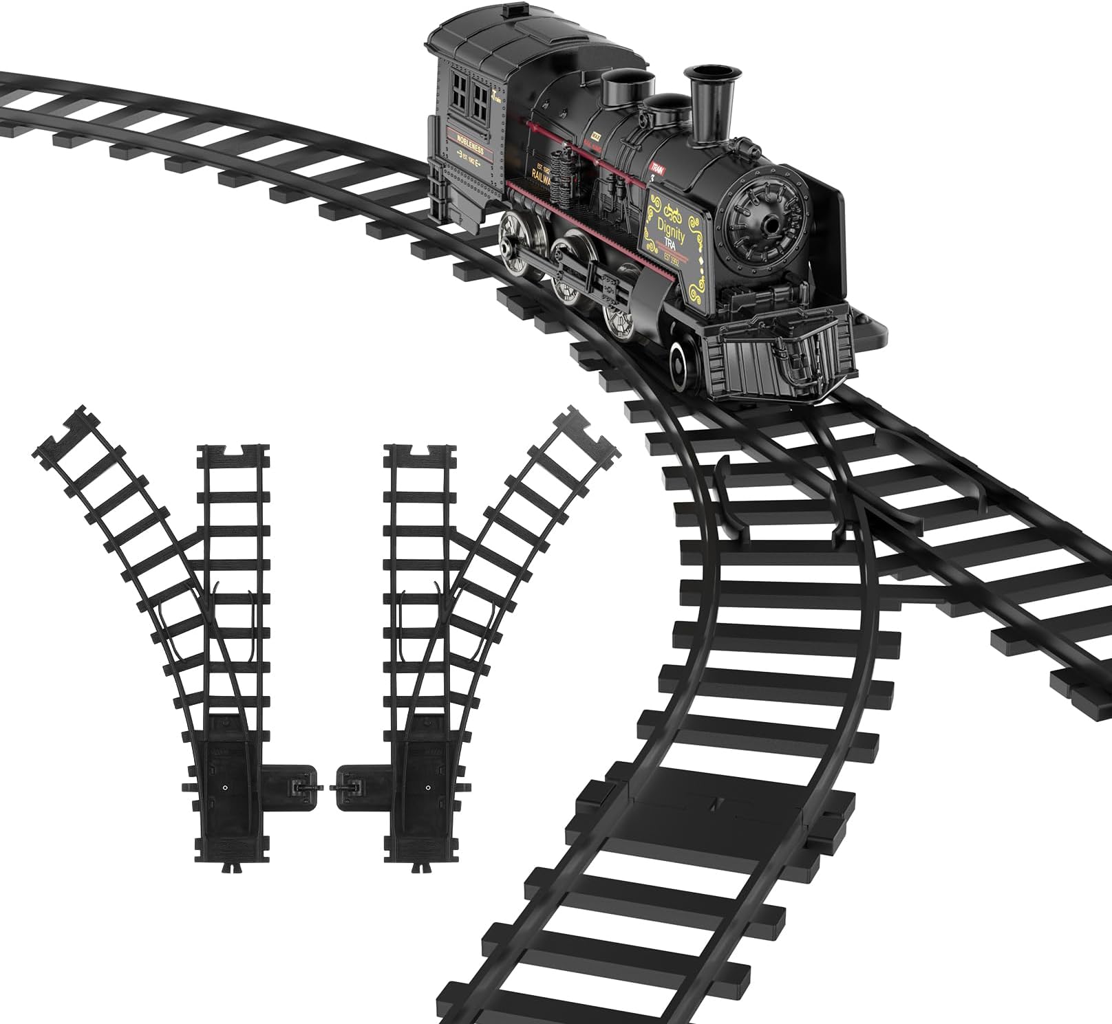 Hot Bee2 Pcs Train Tracks Accessories Curved Switch Track Railroad Building Toy Railway Rail for Hot Bee 30 Series Alloy Train Set, Gifts for 3 4 5 6 7 8+ Year Old Kids (Size:5CM/1.96IN)