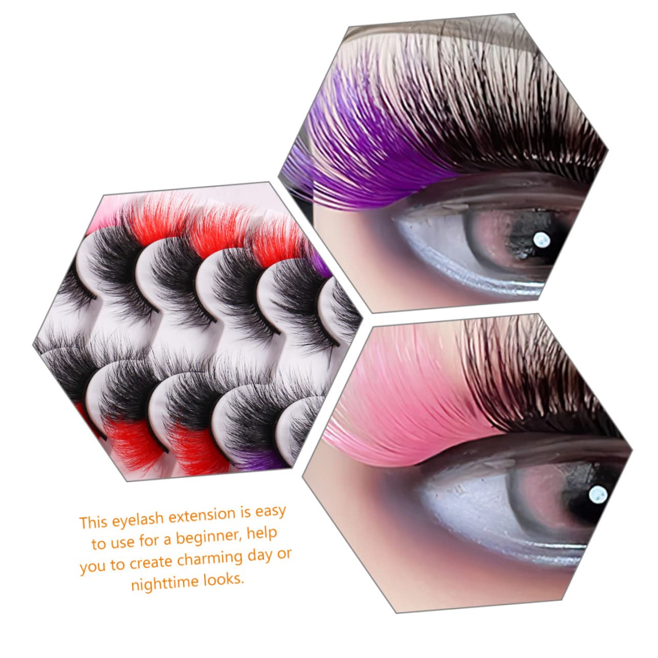 FRCOLOR 36pares Pestañas Postizas De Color Para Cosplay De Pestañas De Efecto Natural Extensiones De Ojos y Largas Fáciles De Usar Para Maquillaje De Noche y Eventos Especiales