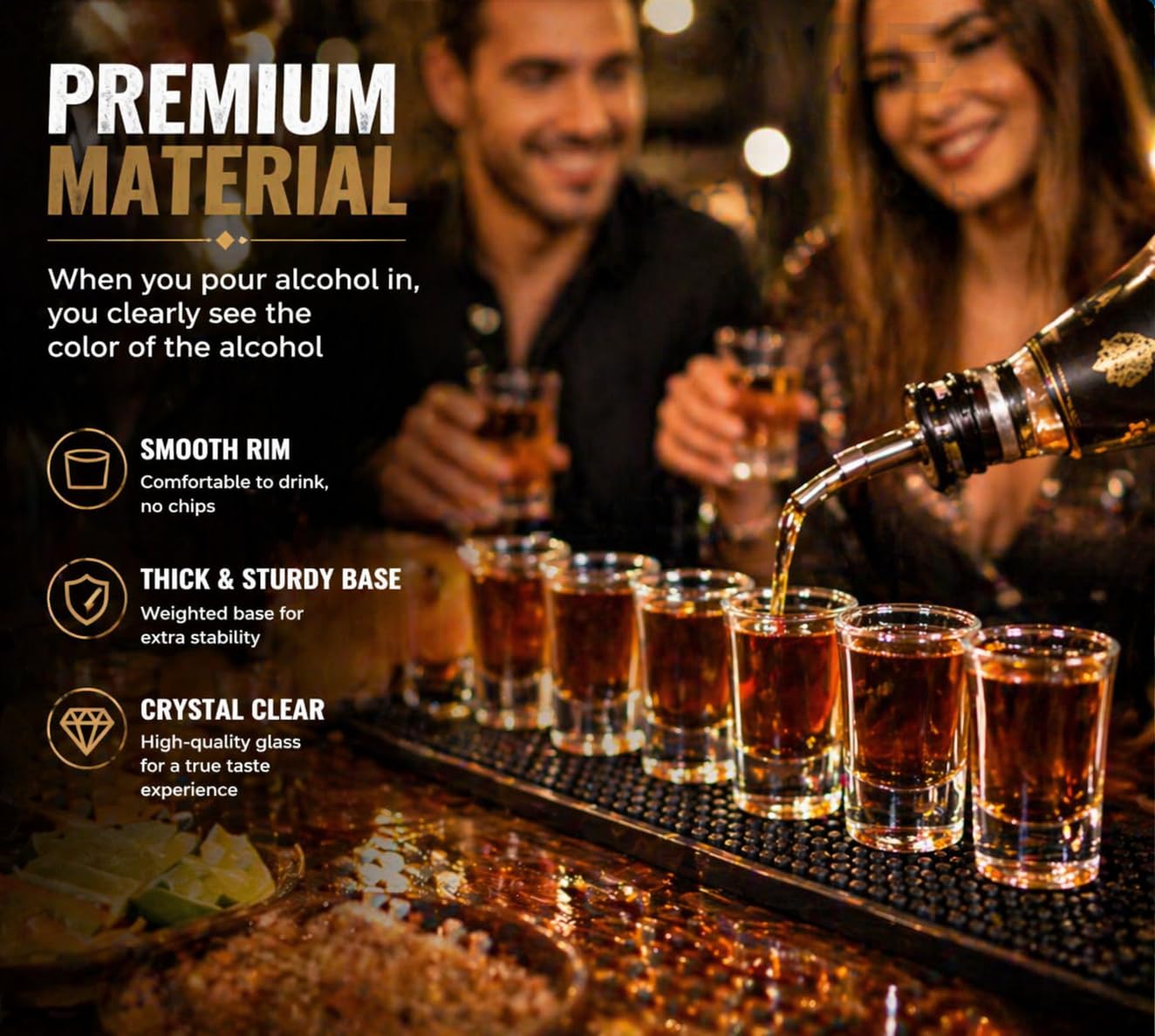 YAYODS 36 bicchieri da liquore da 45 ml, lavabili in lavastoviglie, riutilizzabili con 4 beccucci in acciaio inox, per liquori alle erbe, bismarck, vodka, tequila