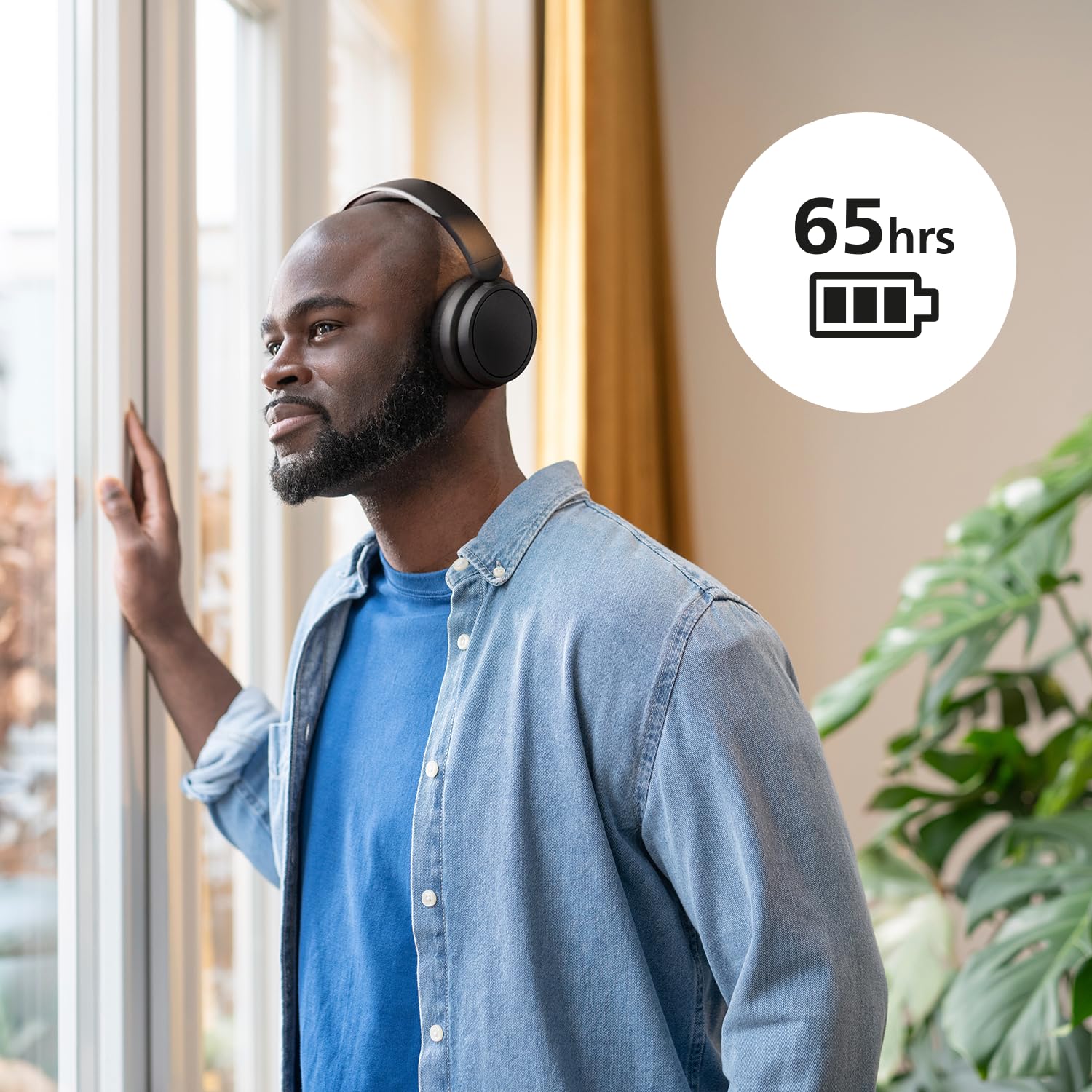 Philips TAH5209BK/00 Lightweight On Ear Wireless Bluetooth Headphones with Passive Noise Isolation, 65 Hours Play Time - Image 4