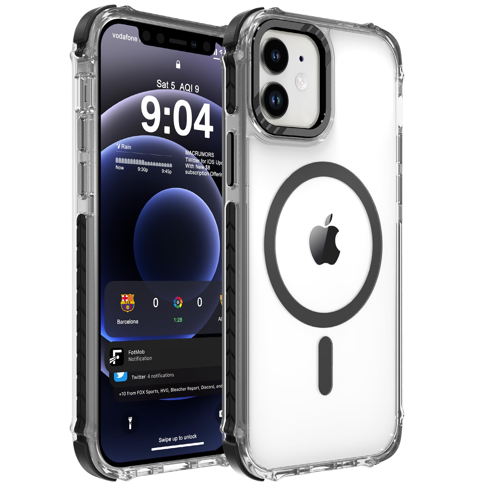 DEERLAMN Strong Magnetic Case for iPhone 12/12 Pro 6.1-Inch, Clear Black