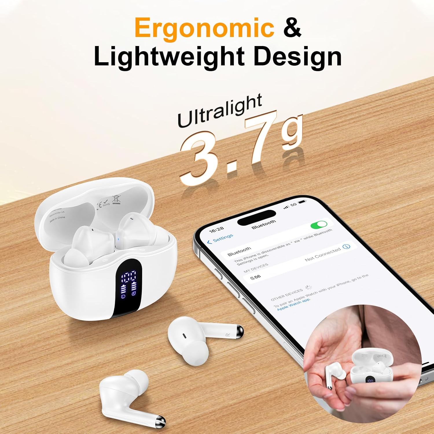 Wireless Earbuds Ear Bud for Bluetooth Headphones Wireless Earbuds Ear Buds for iPhone 171615 Android Noise Cancelling Earphones Blue Tooth Ear Phones Pods Samsung S25 S242Pack audifonos inalambricos