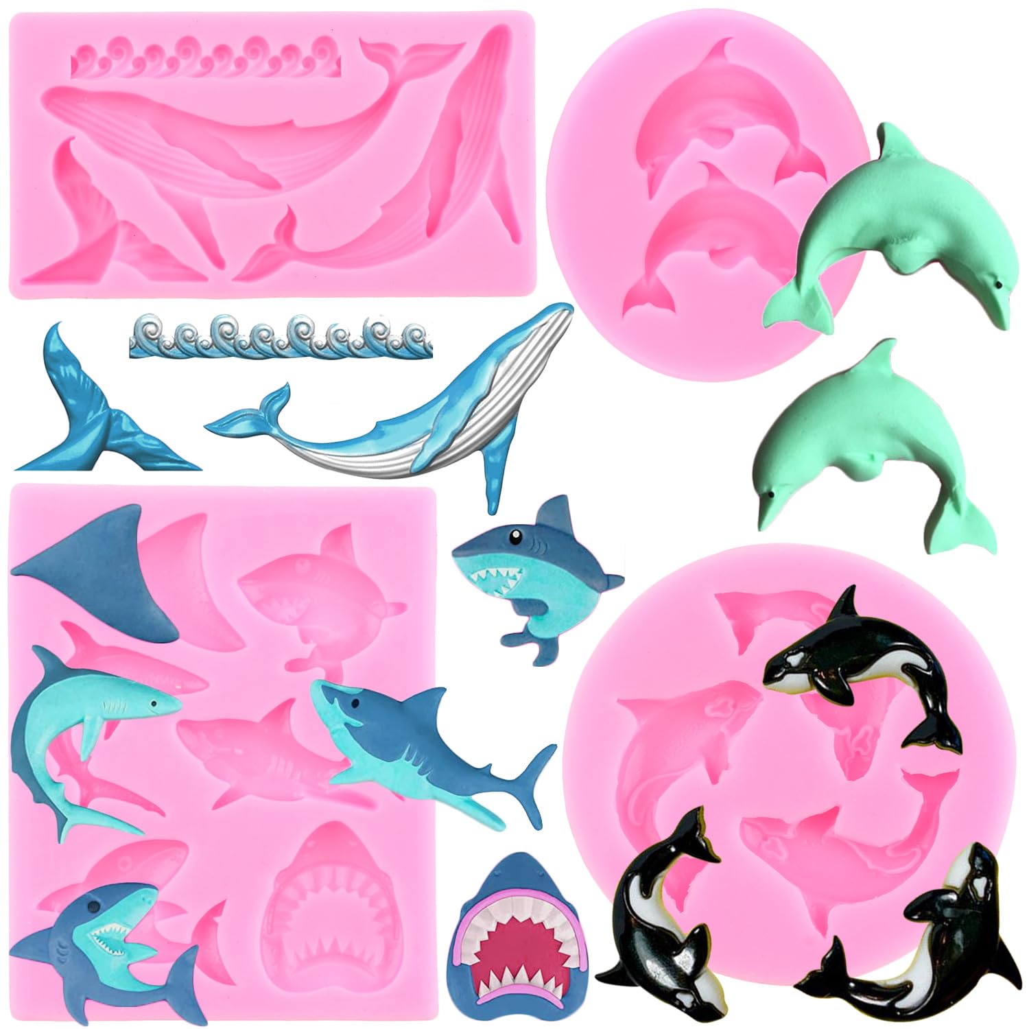 Dolphin Shark Chocolate Candy Silicone Mold 4 Pcs - Ocean Theme Fondant Mold For Cake Decorating, Resin Crafts - View #10